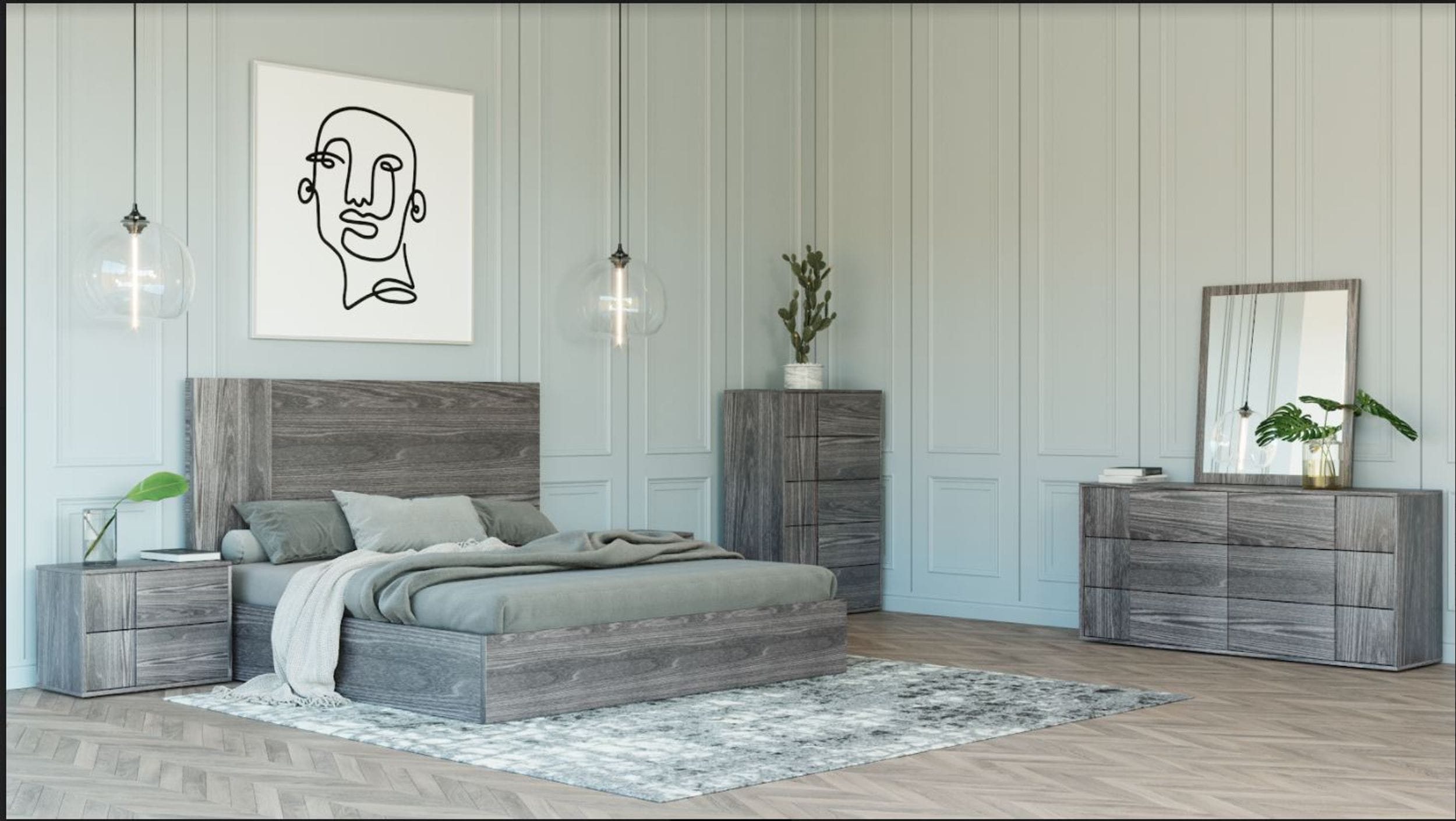 Nova Domus Asus - Italian Modern Elm Grey Bed-Bed-VIG-Wall2Wall Furnishings