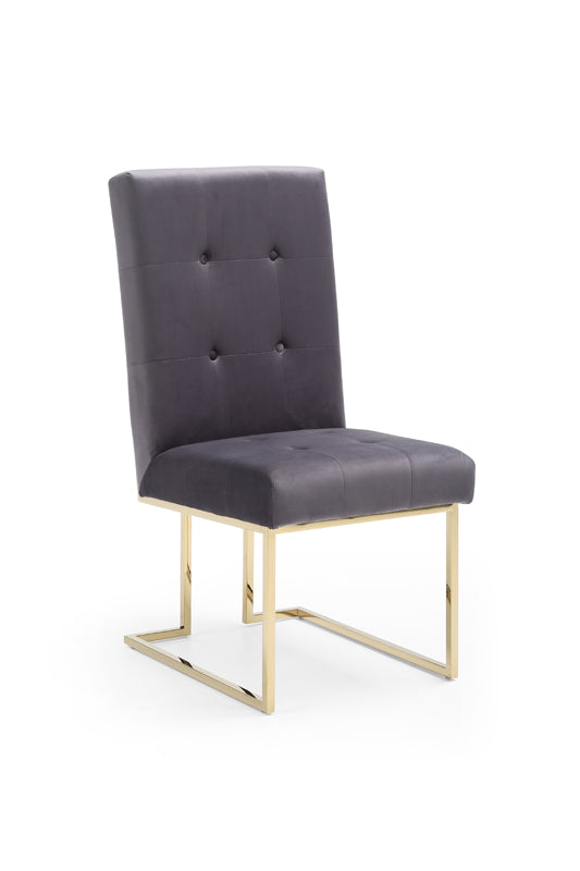 Modrest Legend Modern Grey Fabric & Gold Dining Chair (Set of 2)-Dining Chair-VIG-Wall2Wall Furnishings