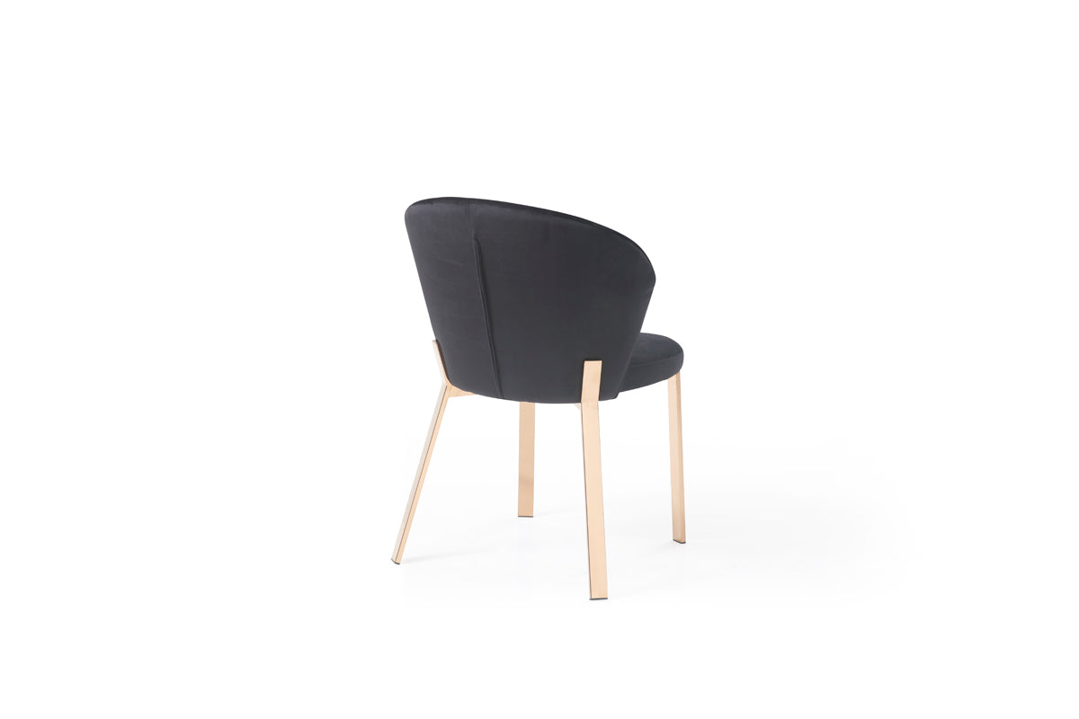 Modrest Nadia Modern Black Velvet & Rosegold Dining Chair (Set of 2)-Dining Chair-VIG-Wall2Wall Furnishings
