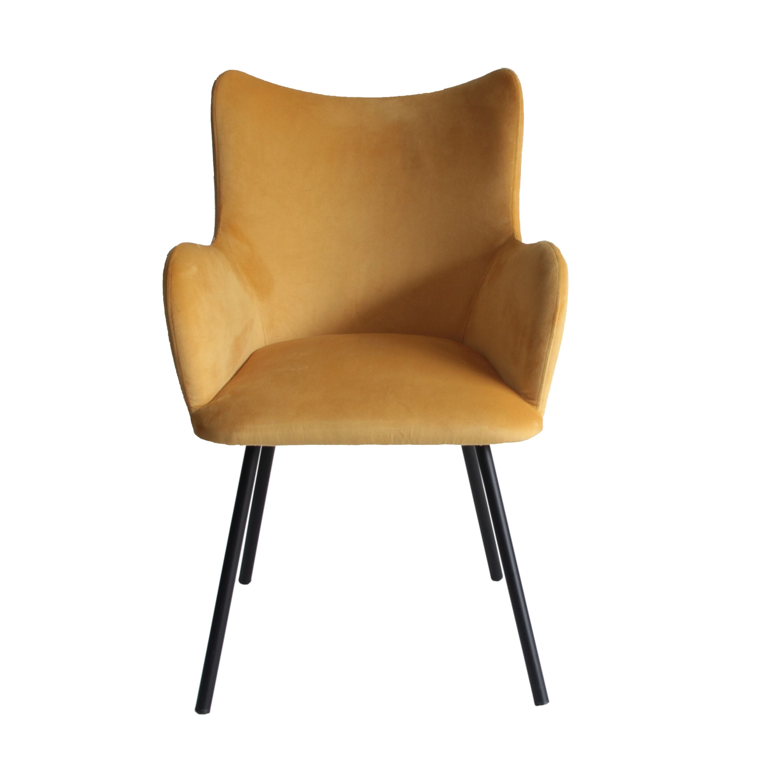 Modrest Barrett - Modern Yellow Velvet Dining Chair-Dining Chair-VIG-Wall2Wall Furnishings