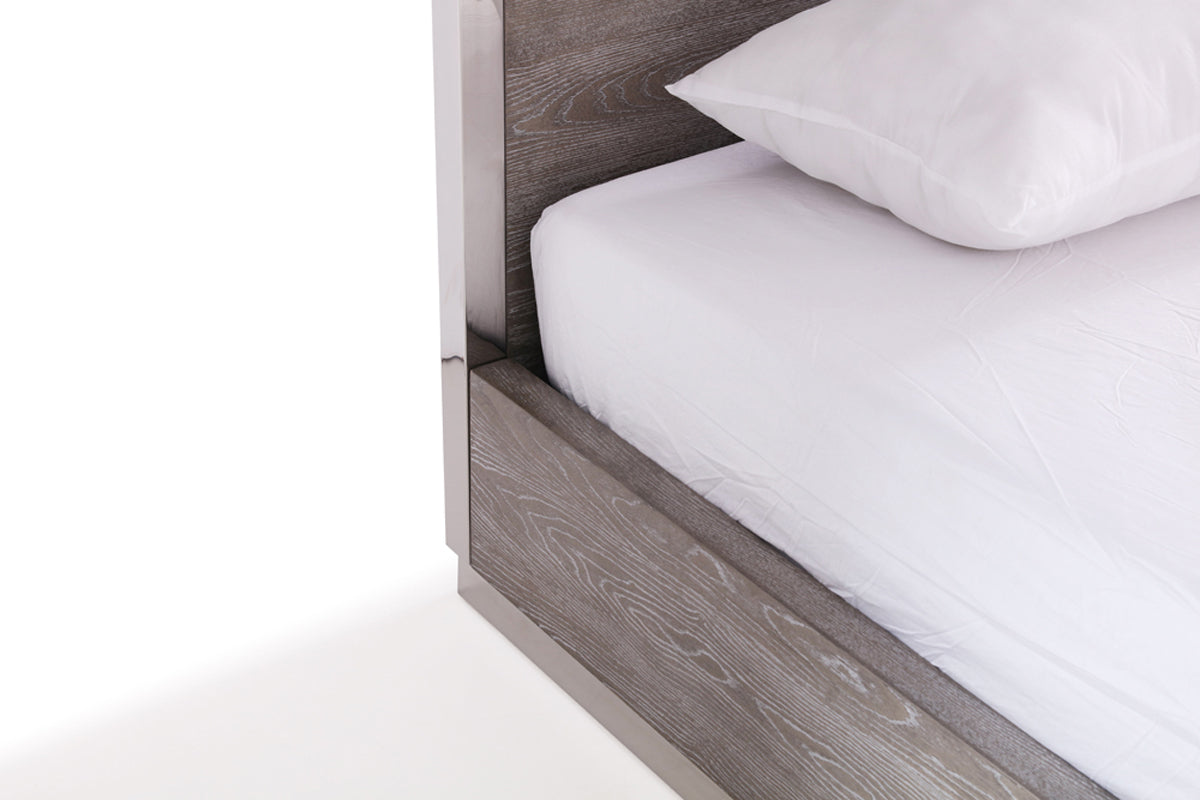 Modrest Arlene Modern Grey Elm & Stainless Steel Canopy Bed-Bed-VIG-Wall2Wall Furnishings