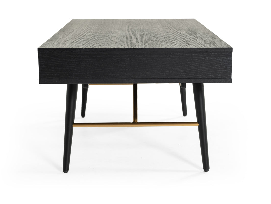 Modrest Billy Modern Black Oak & Gold Coffee Table-Coffee Table-VIG-Wall2Wall Furnishings