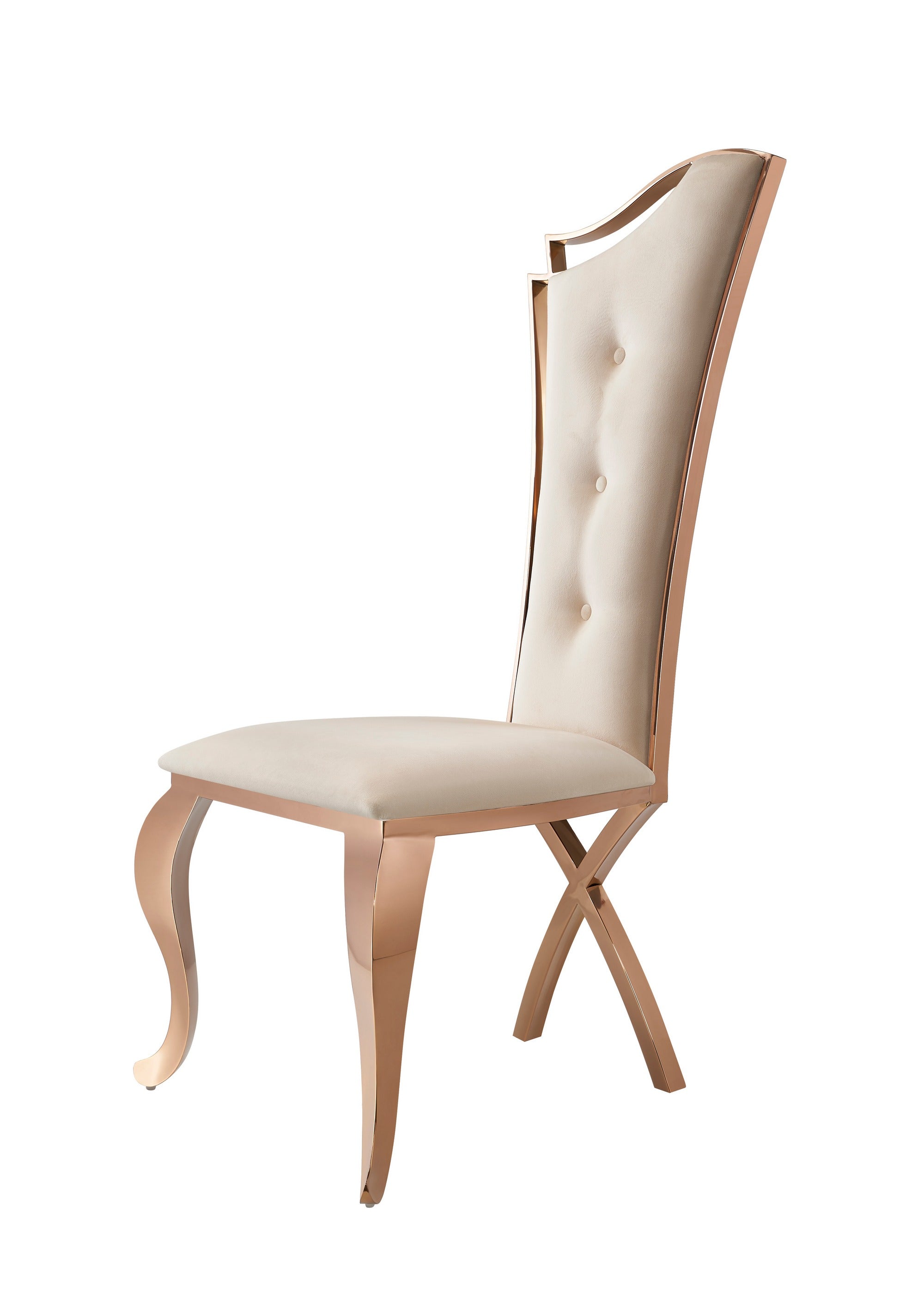 Modrest Bonnie - Beige Velvet & Rose Gold Dining Chair (Set of 2)-Dining Chair-VIG-Wall2Wall Furnishings