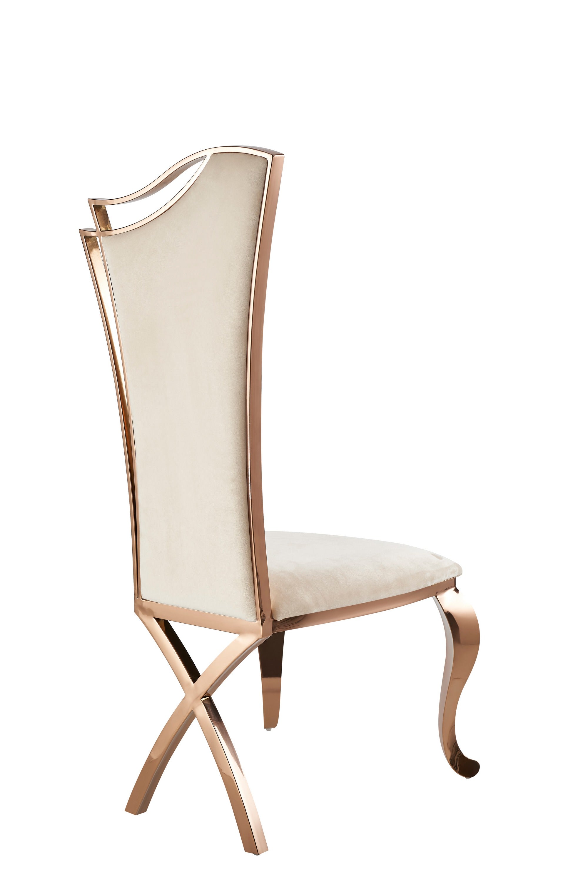 Modrest Bonnie - Beige Velvet & Rose Gold Dining Chair (Set of 2)-Dining Chair-VIG-Wall2Wall Furnishings