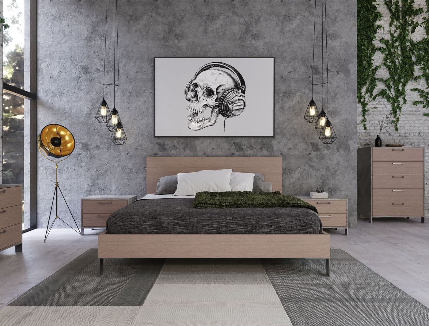 Nova Domus Boston - Modern Brown Oak & Brushed Stainless Steel Bed-Bed-VIG-Wall2Wall Furnishings