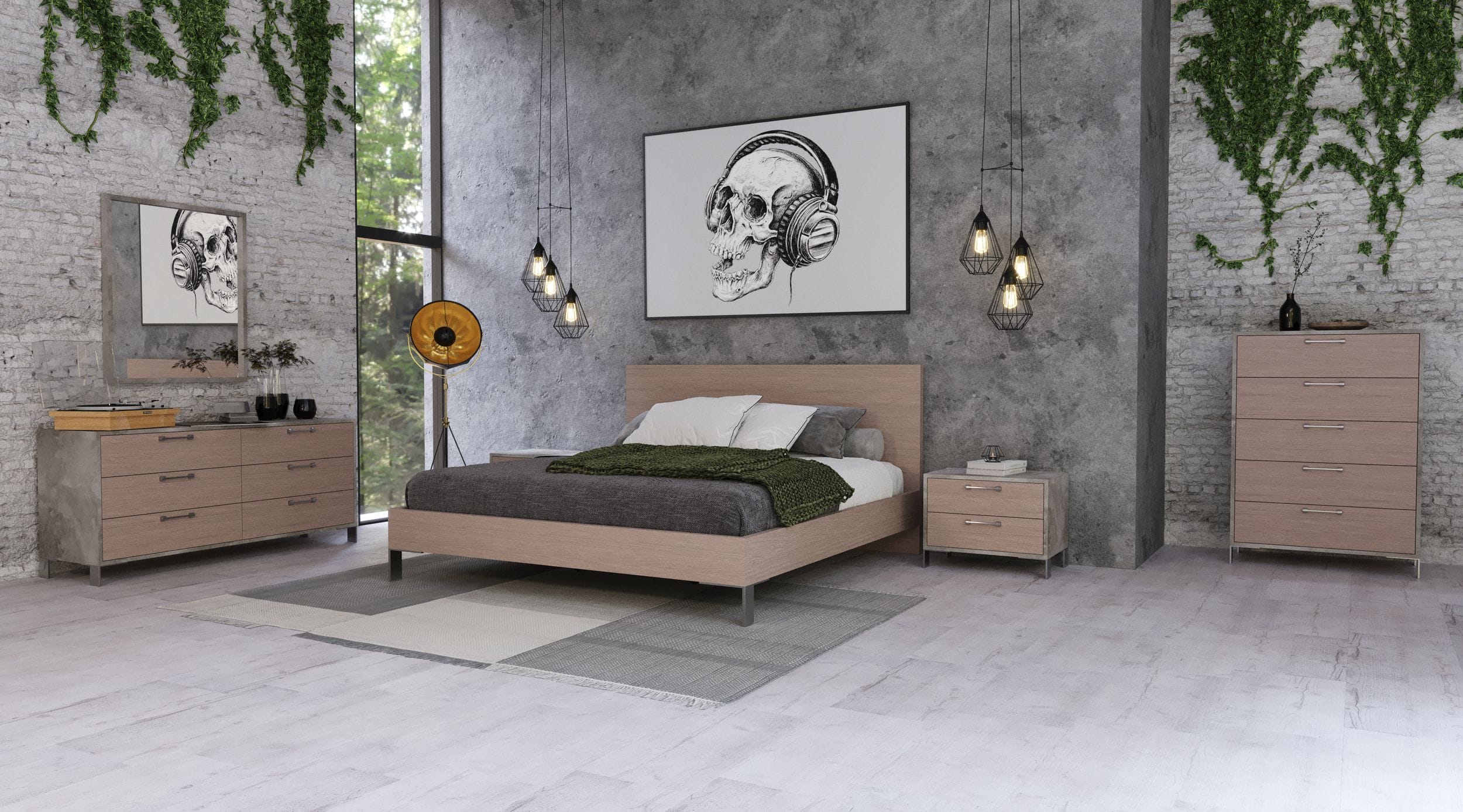 Nova Domus Boston - Modern Brown Oak & Brushed Stainless Steel Bed-Bed-VIG-Wall2Wall Furnishings