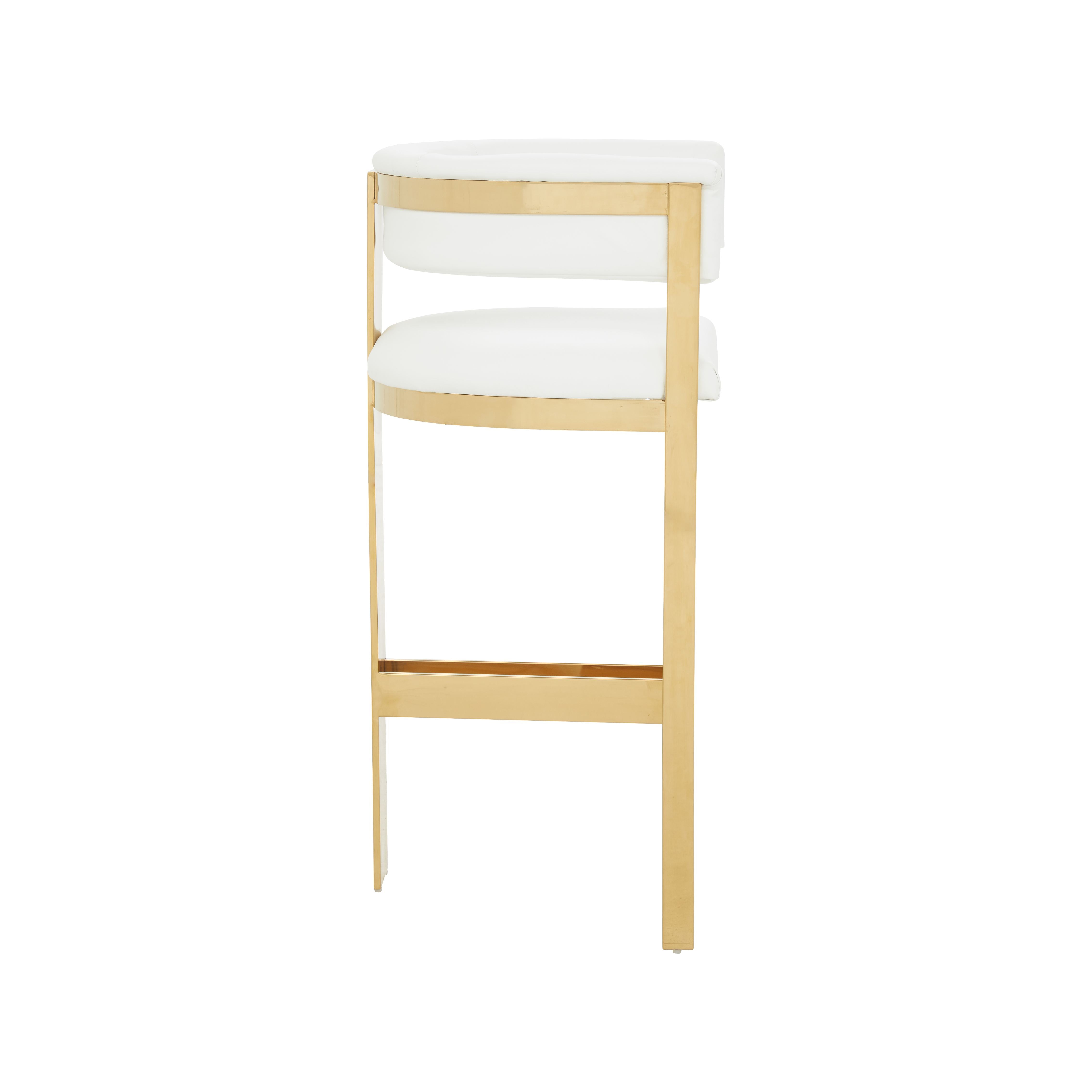 Modrest Boswell - Modern White + Gold Barstool-Bar Stool-VIG-Wall2Wall Furnishings