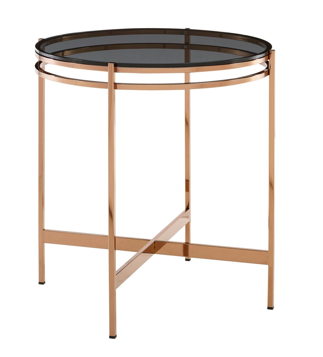 Modrest Bradford - Modern Smoked Glass & Rosegold Small End Table-End Table-VIG-Wall2Wall Furnishings