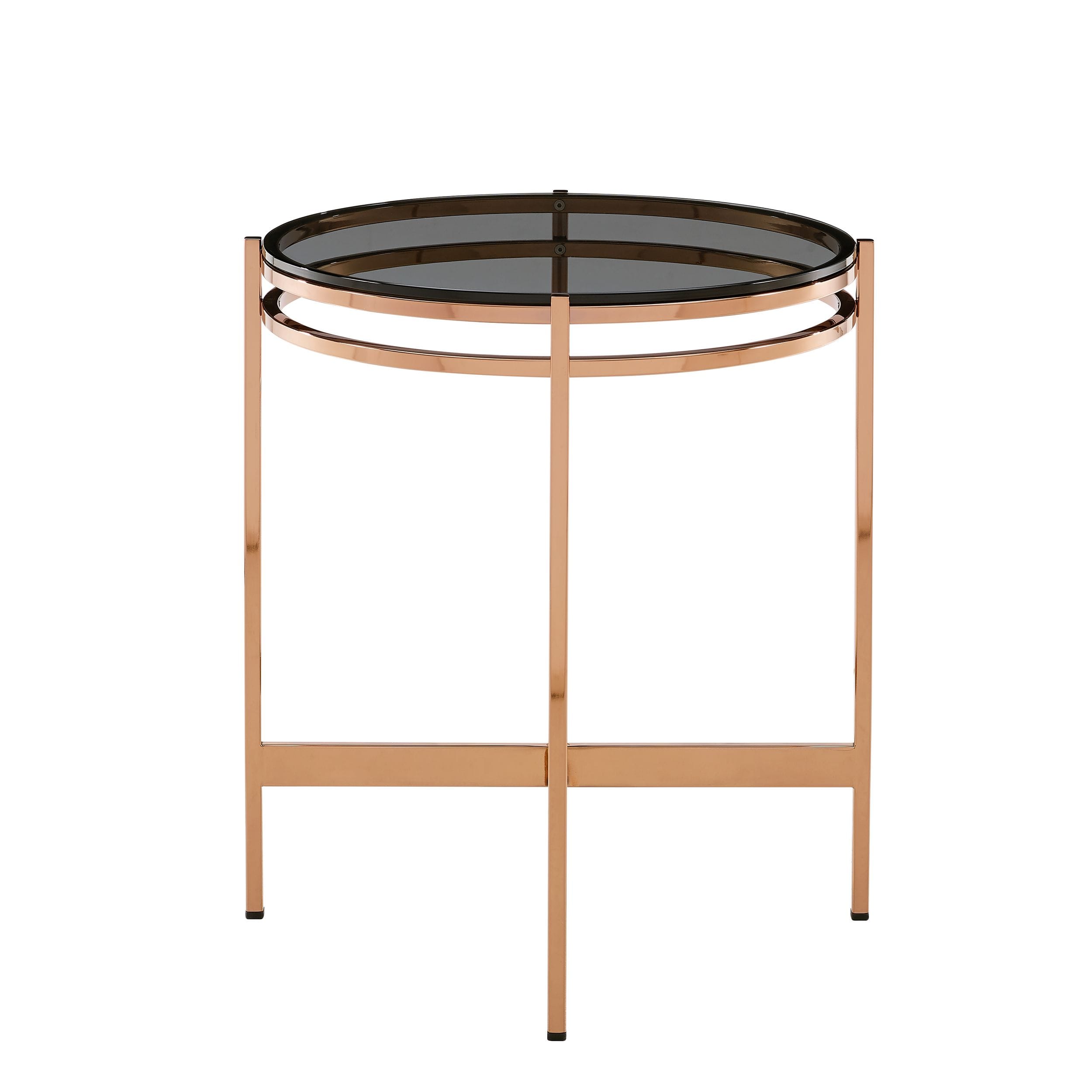 Modrest Bradford - Modern Smoked Glass & Rosegold Small End Table-End Table-VIG-Wall2Wall Furnishings