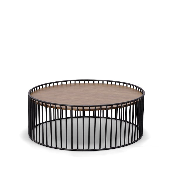 Modrest Bronson Modern Walnut & Black Round Coffee Table-Coffee Table-VIG-Wall2Wall Furnishings