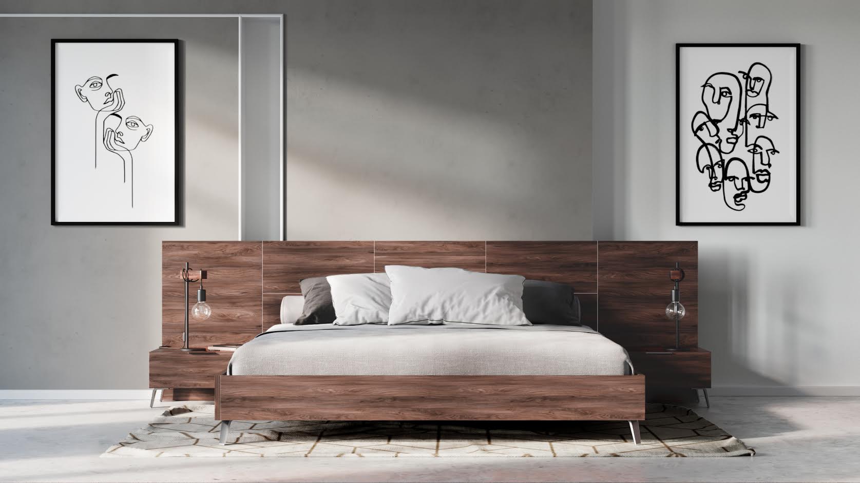 Nova Domus Brooklyn Italian Modern Walnut Bed-Bed-VIG-Wall2Wall Furnishings