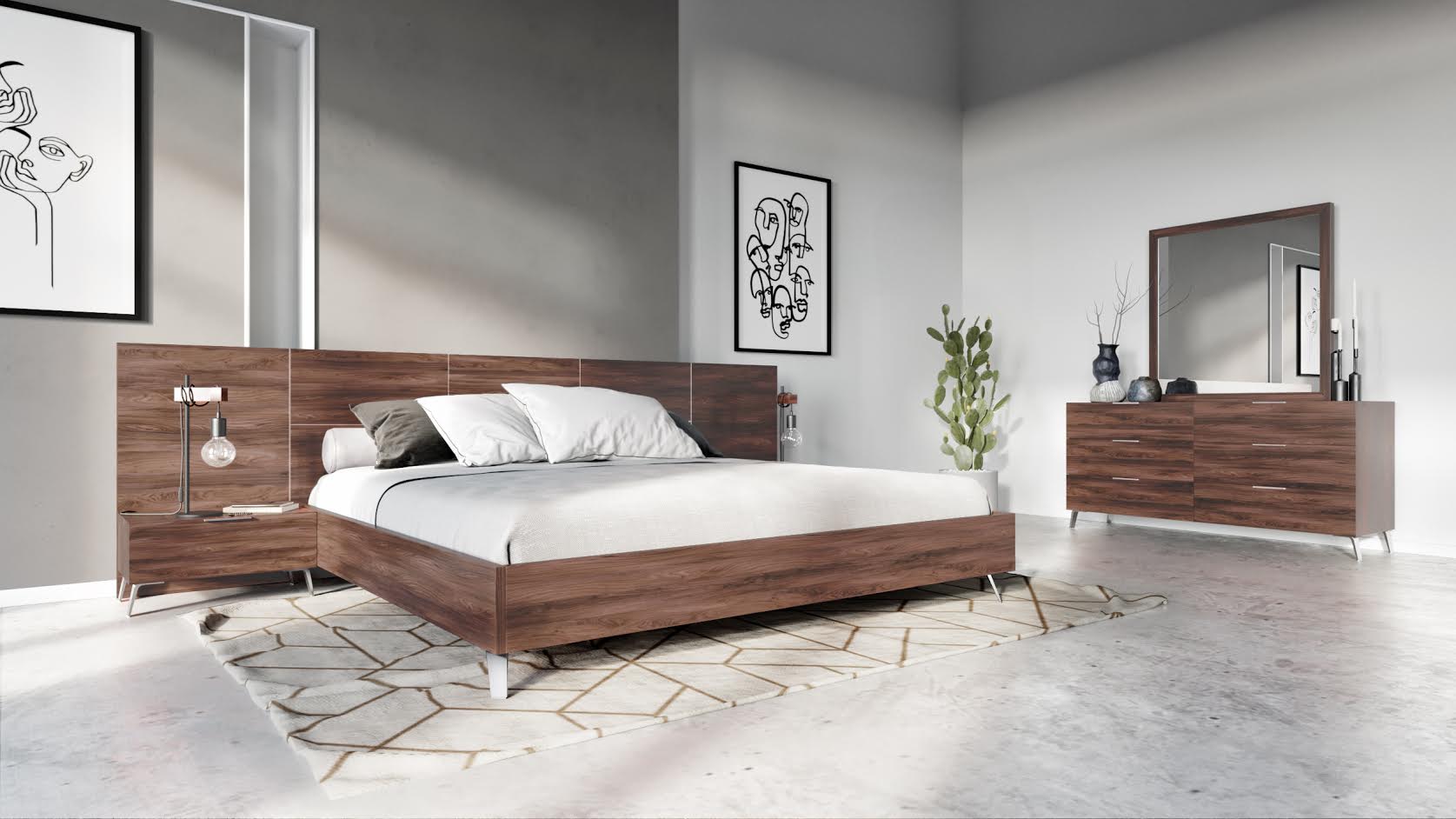Nova Domus Brooklyn Italian Modern Walnut Bed-Bed-VIG-Wall2Wall Furnishings