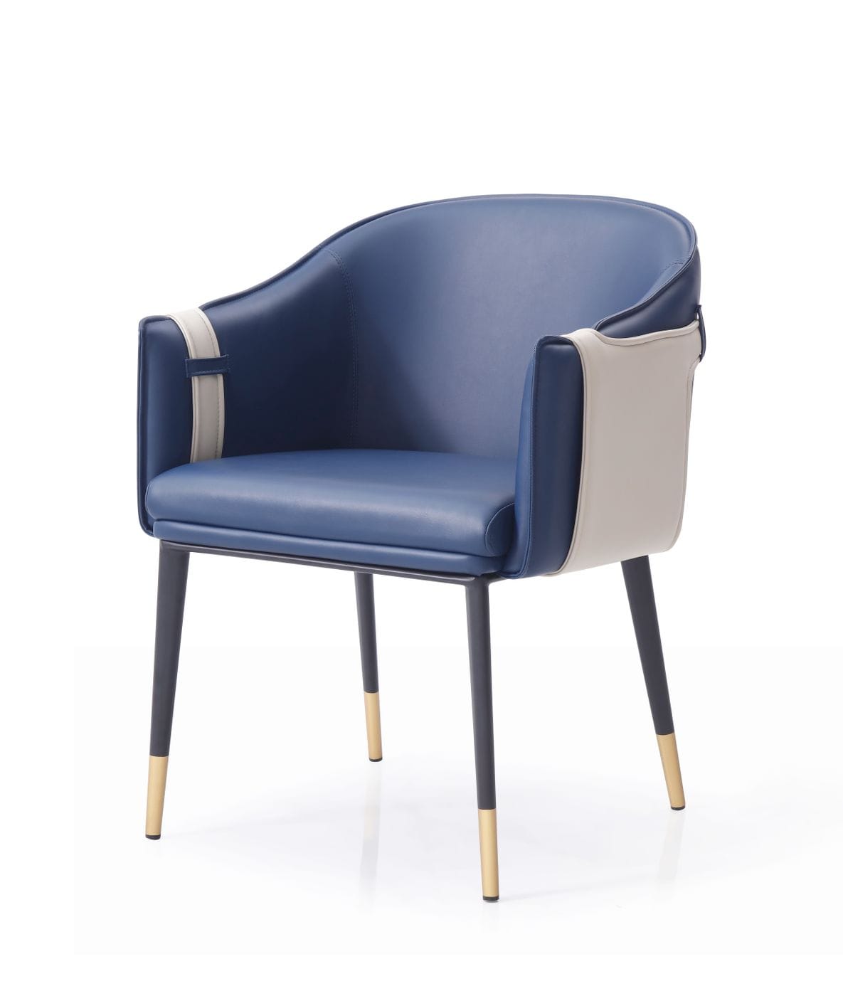 Modrest Calder - Blue & Beige Bonded Leather Dining Chair-Dining Chair-VIG-Wall2Wall Furnishings