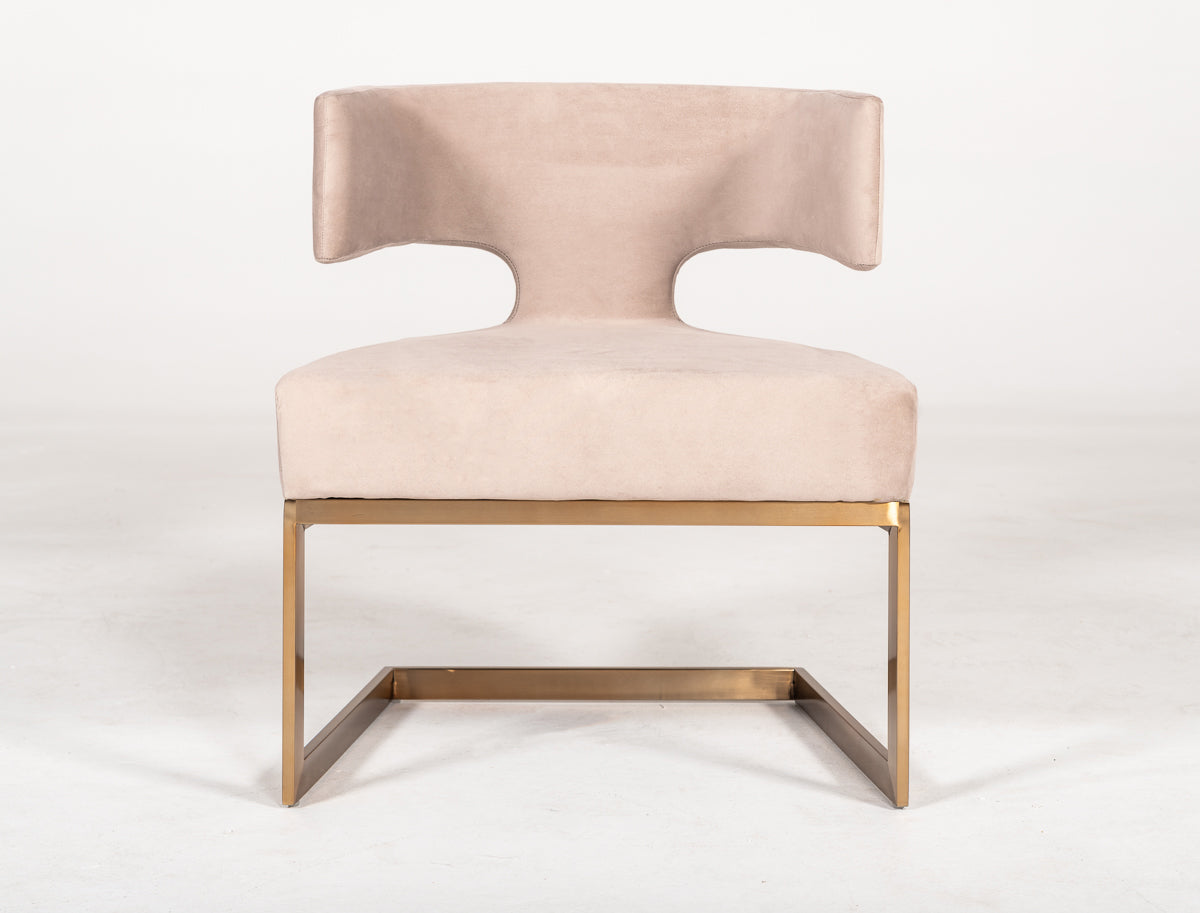 Modrest Calvo Modern Off-White Velvet & Brass Dining Chair-Dining Chair-VIG-Wall2Wall Furnishings