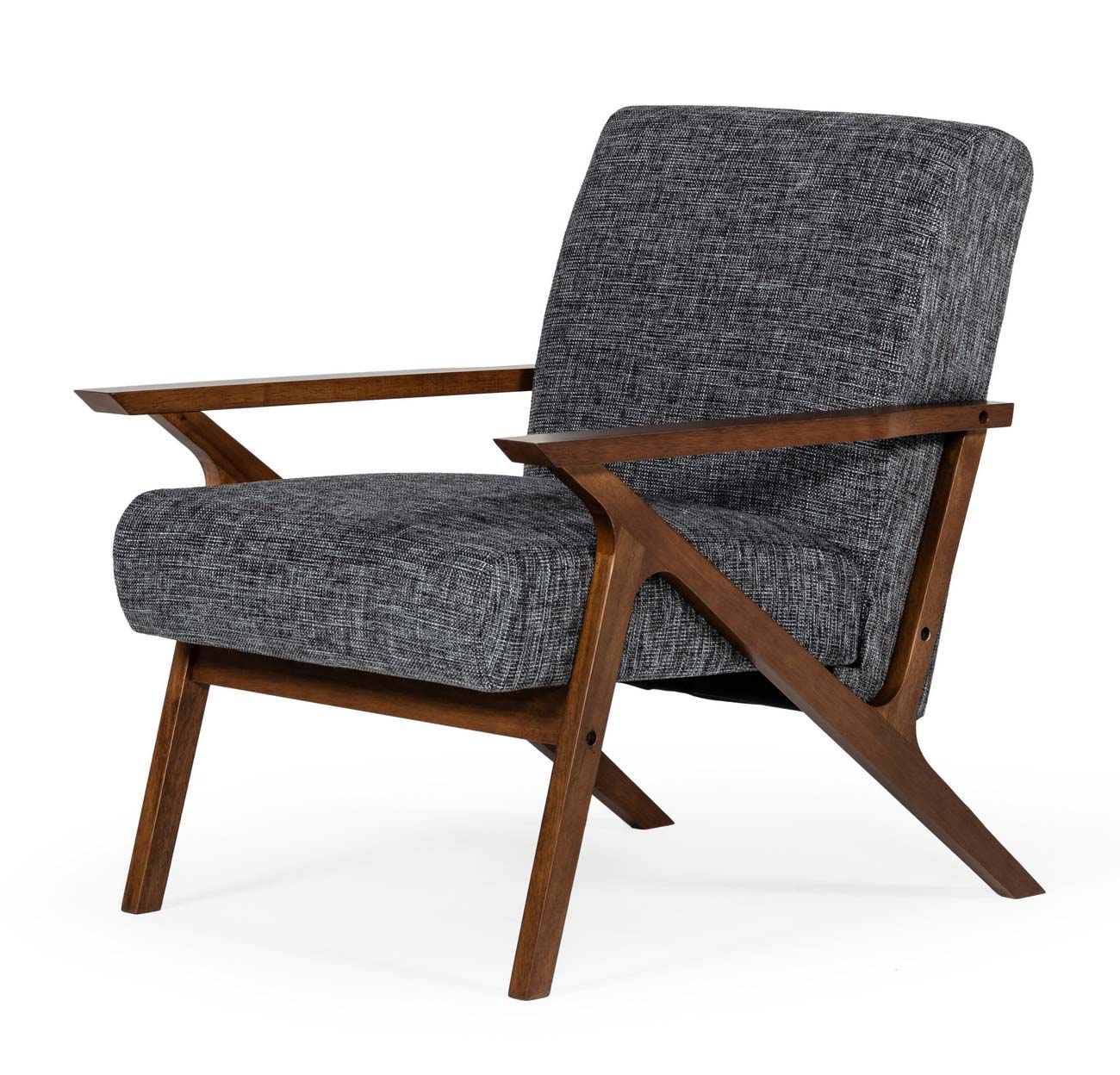 Modrest Candea - Mid-Century Walnut and Grey Accent Chair-Lounge Chair-VIG-Wall2Wall Furnishings