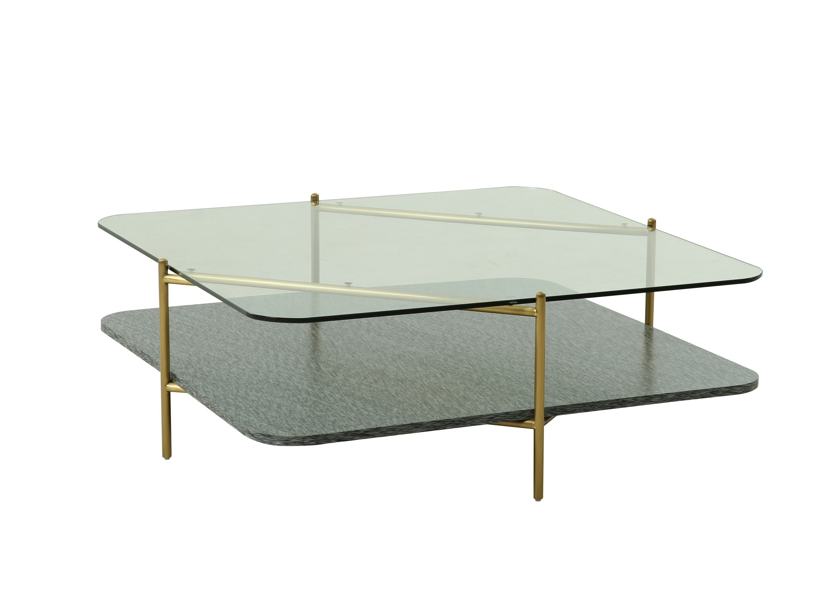 Modrest Cari - Glam Gold + Glass Coffee Table-Coffee Table-VIG-Wall2Wall Furnishings