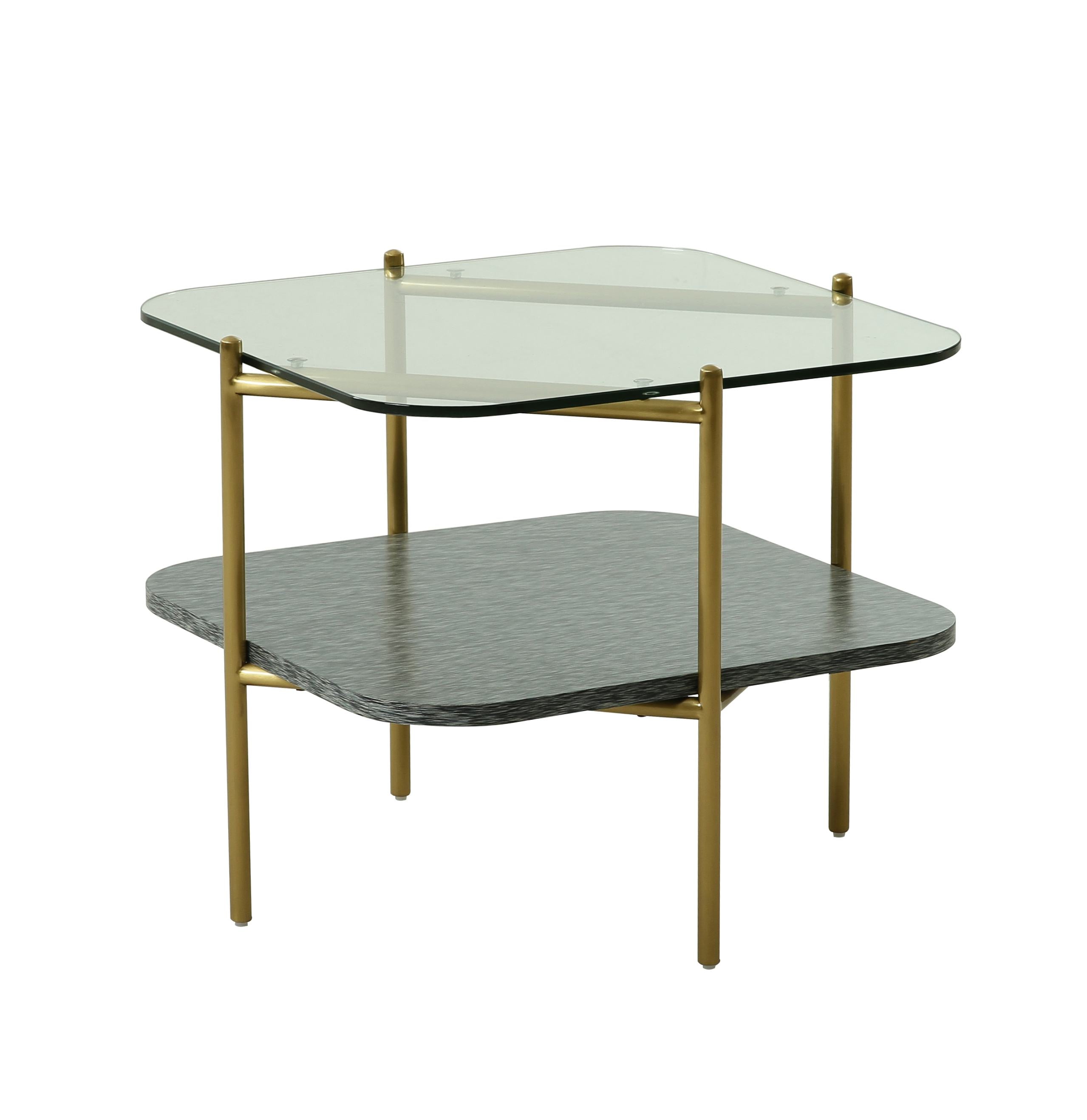 Modrest Cari - Glam Gold + Glass End Table-End Table-VIG-Wall2Wall Furnishings