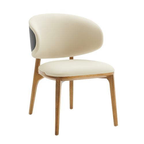 Modrest Chance - Contemporary Cream Fabric and Brown Leatherette Walnut Dining Chair-Dining Chair-VIG-Wall2Wall Furnishings