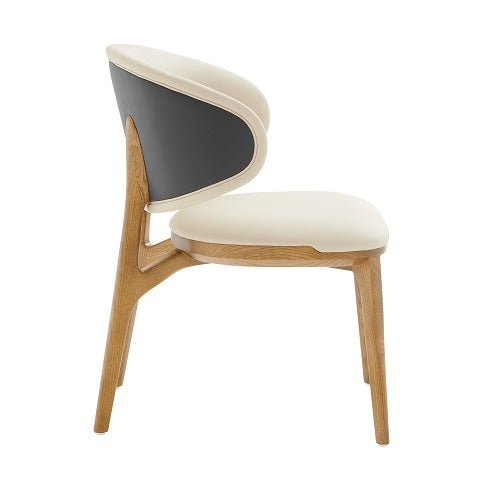 Modrest Chance - Contemporary Cream Fabric and Brown Leatherette Walnut Dining Chair-Dining Chair-VIG-Wall2Wall Furnishings