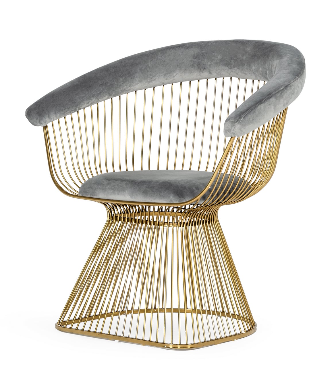 Modrest Chandler - Modern Grey Velvet & Gold Dining Chair-Dining Chair-VIG-Wall2Wall Furnishings