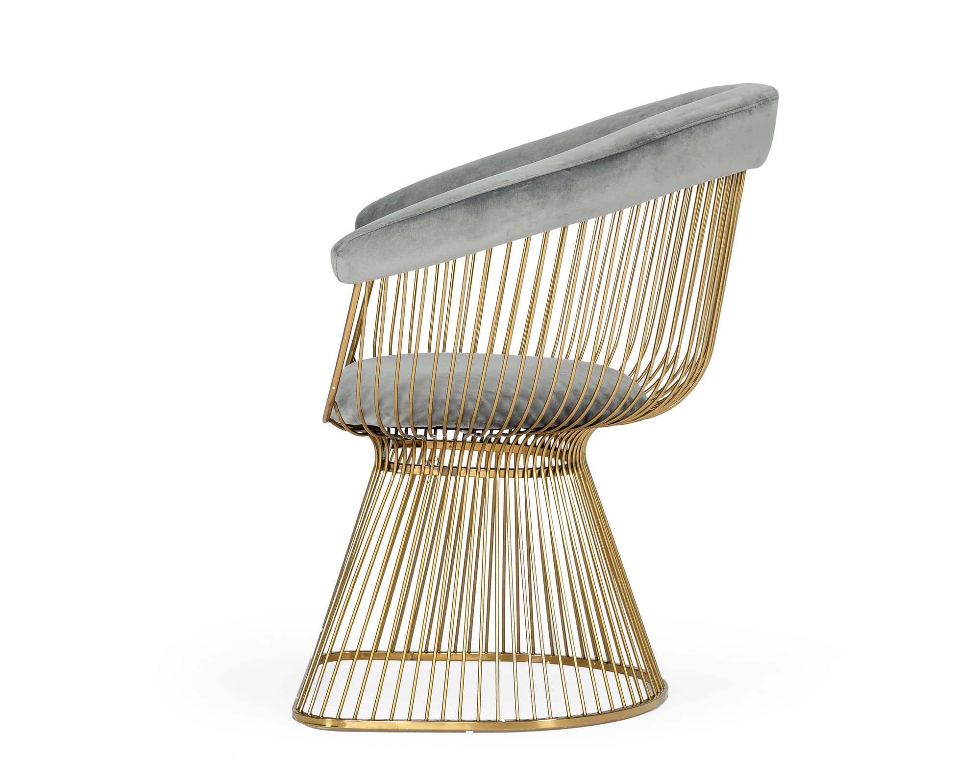 Modrest Chandler - Modern Grey Velvet & Gold Dining Chair-Dining Chair-VIG-Wall2Wall Furnishings