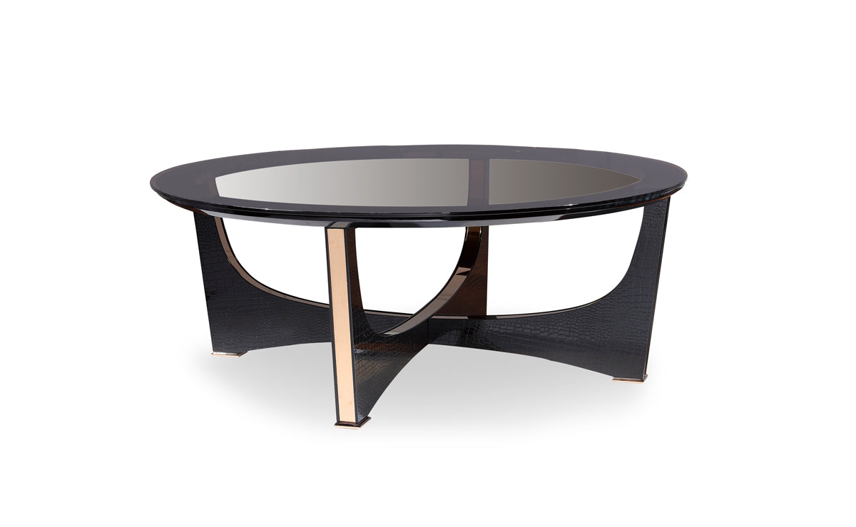 A&X Talin Modern Black Crocodile & Rosegold Coffee Table-Coffee Table-VIG-Wall2Wall Furnishings