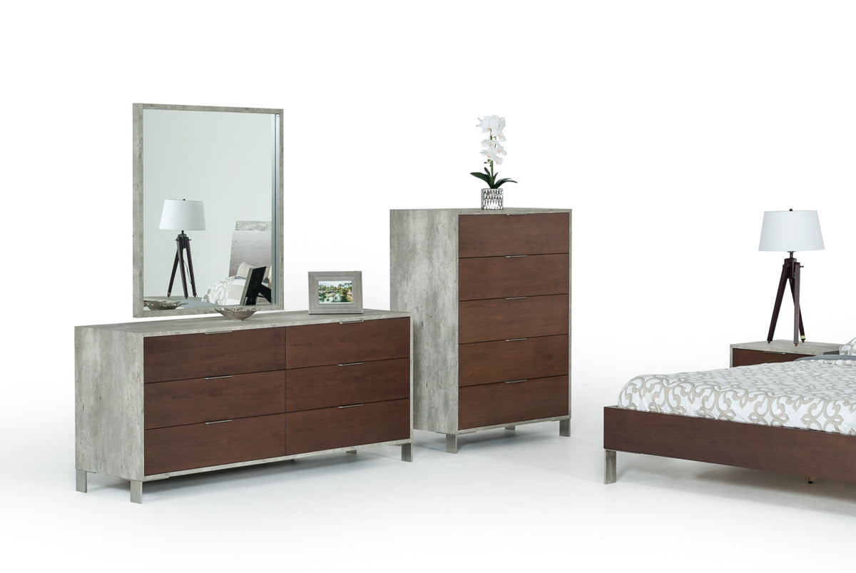Nova Domus Conner Modern Dark Walnut & Faux Concrete Dresser-Dresser-VIG-Wall2Wall Furnishings