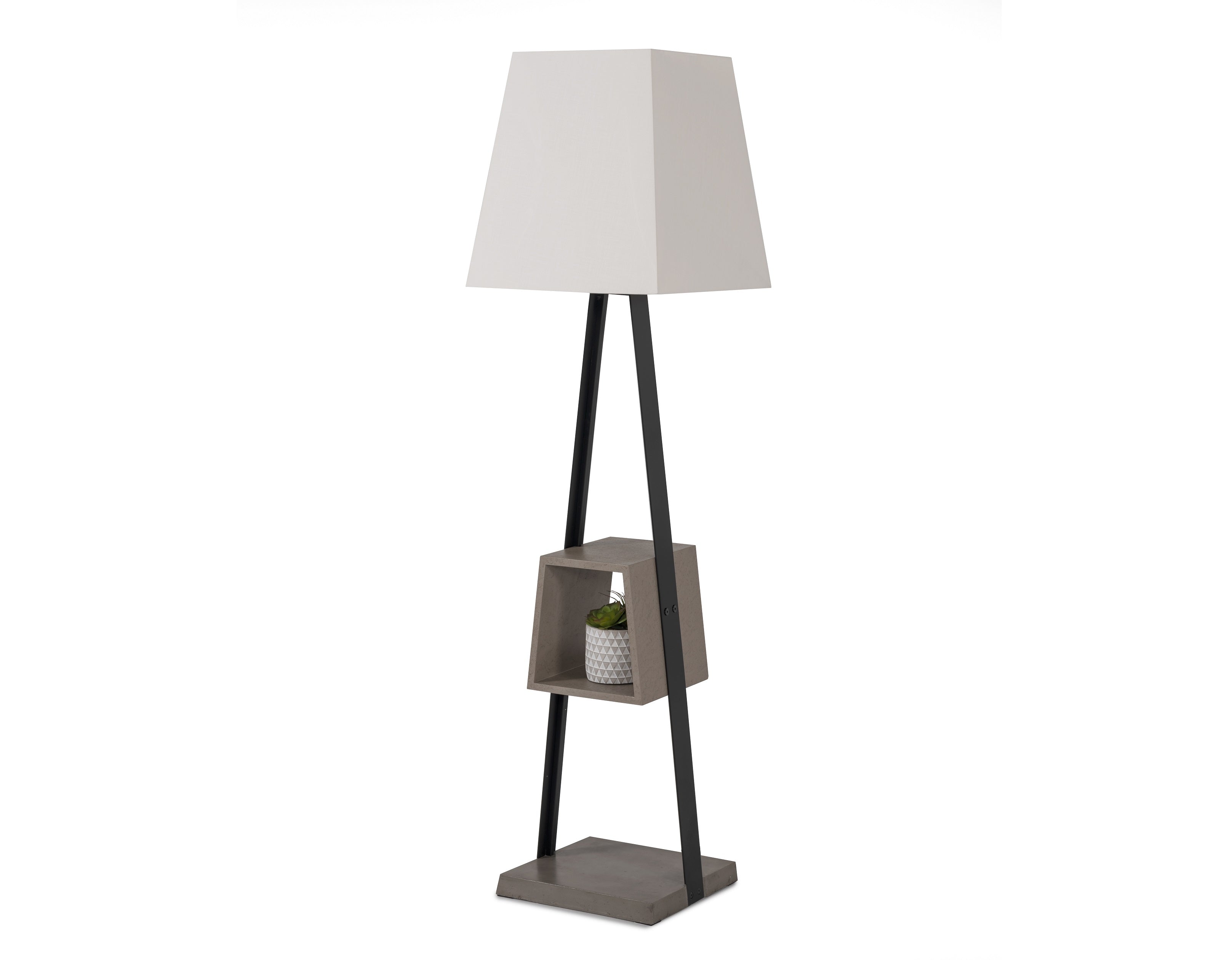 Modrest Cortez Modern Black Metal & Faux Concrete Floor Lamp-Table Lamp-VIG-Wall2Wall Furnishings