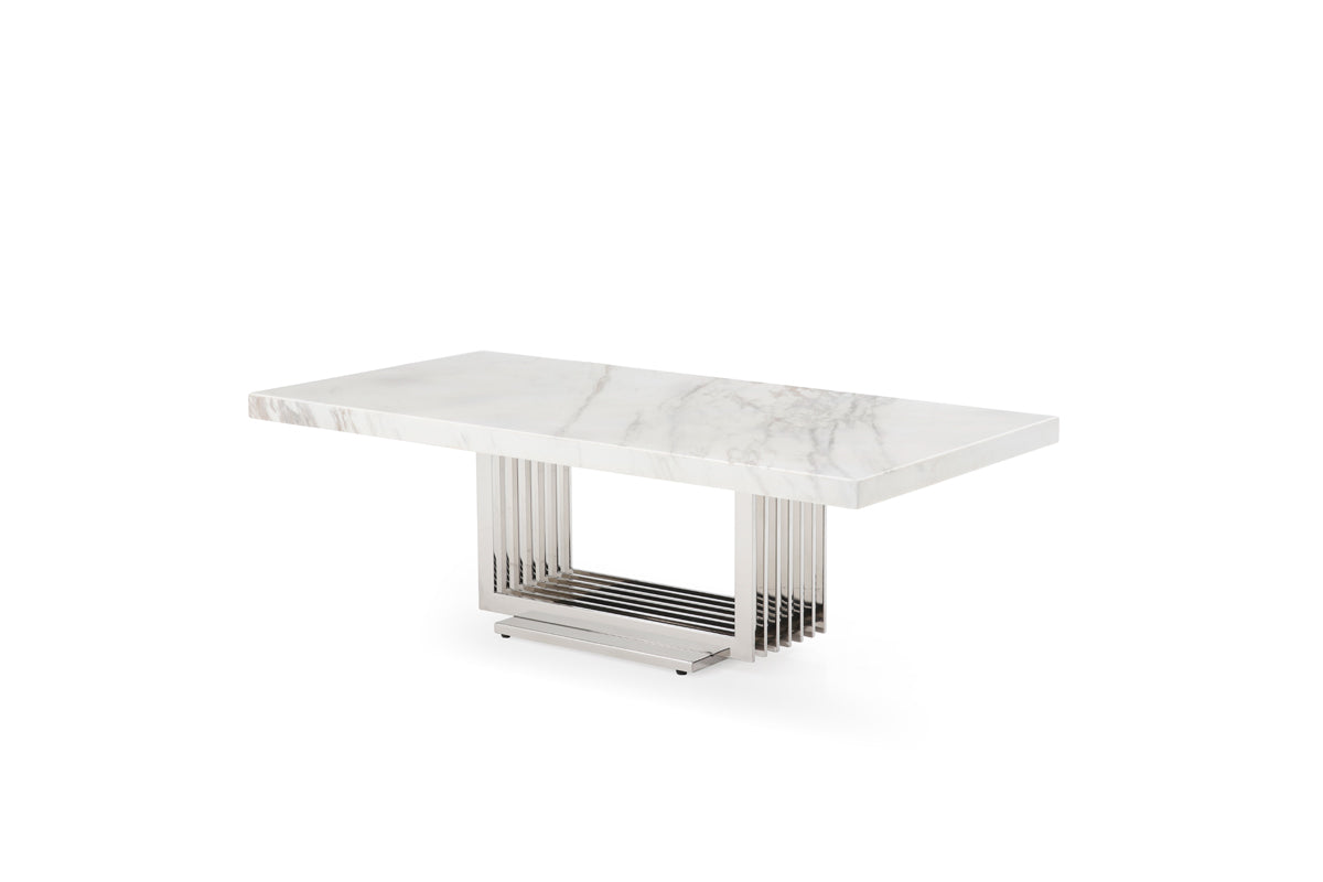 Modrest Kingsley Modern Marble & Stainless Steel Coffee Table-Coffee Table-VIG-Wall2Wall Furnishings