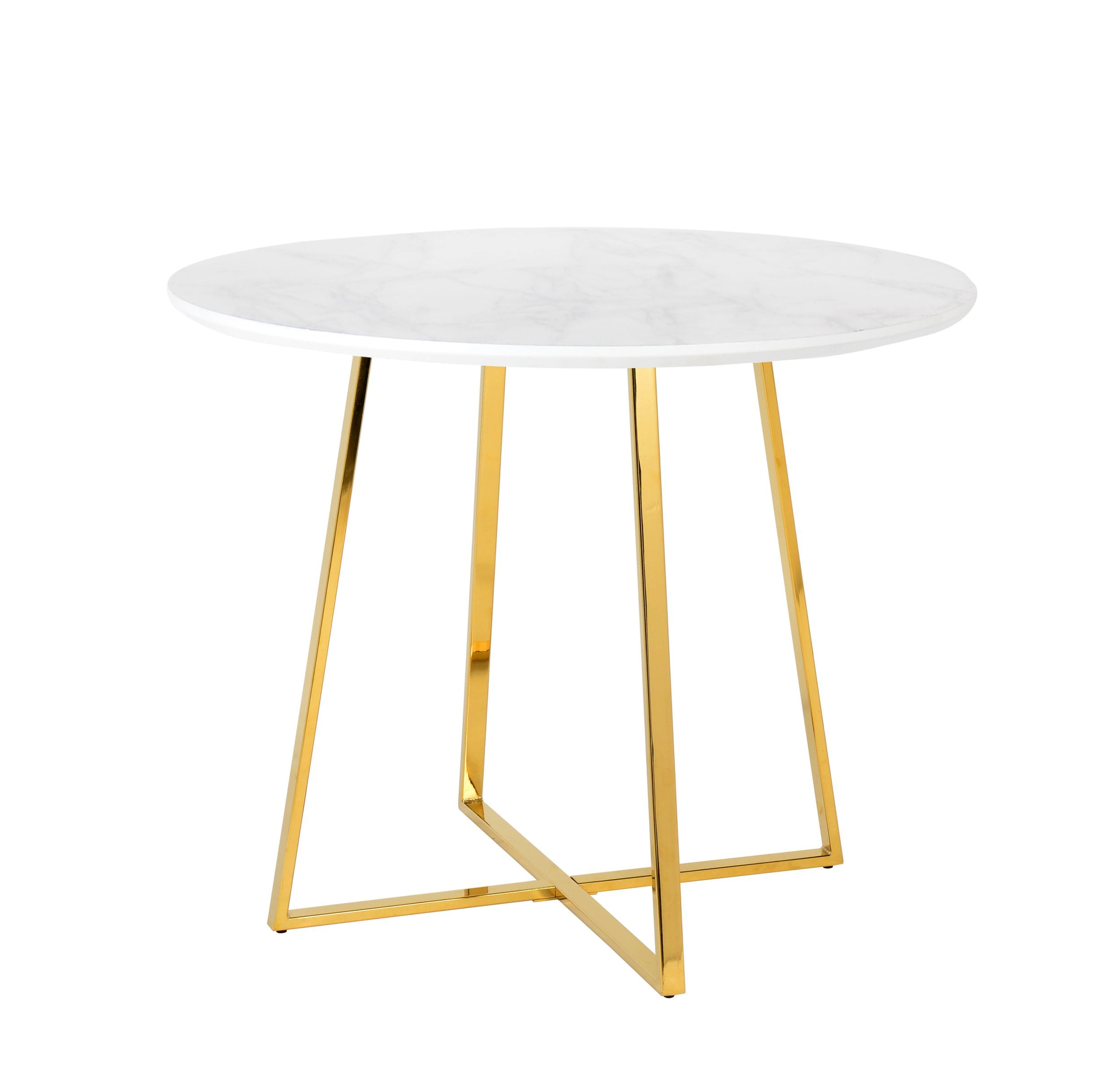 Modrest Swain Modern Faux Marble & Gold Round Dining Table-Dining Table-VIG-Wall2Wall Furnishings