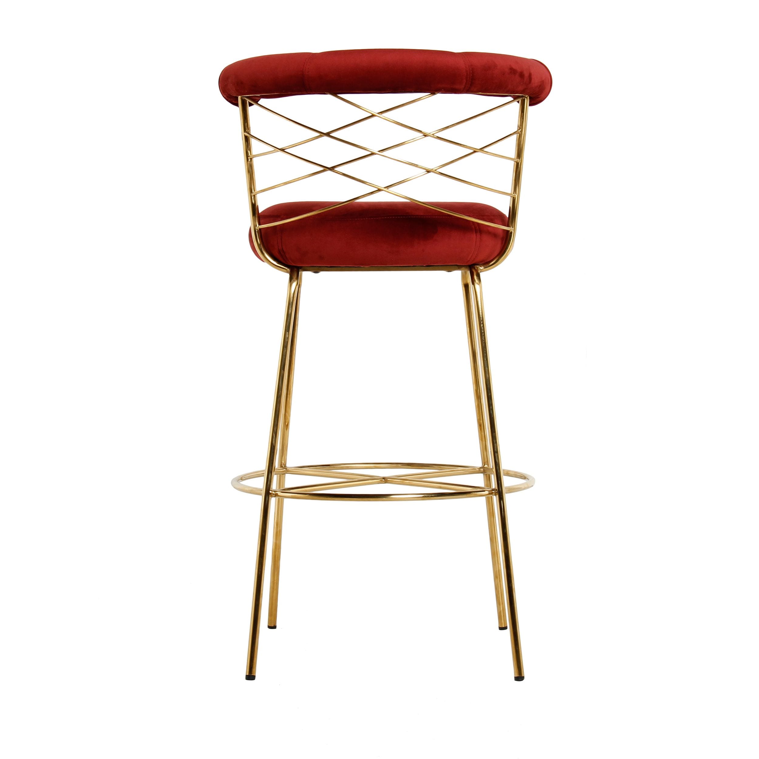 Modrest Dakin Modern Glam Red & Gold Barstool-Barstool-VIG-Wall2Wall Furnishings