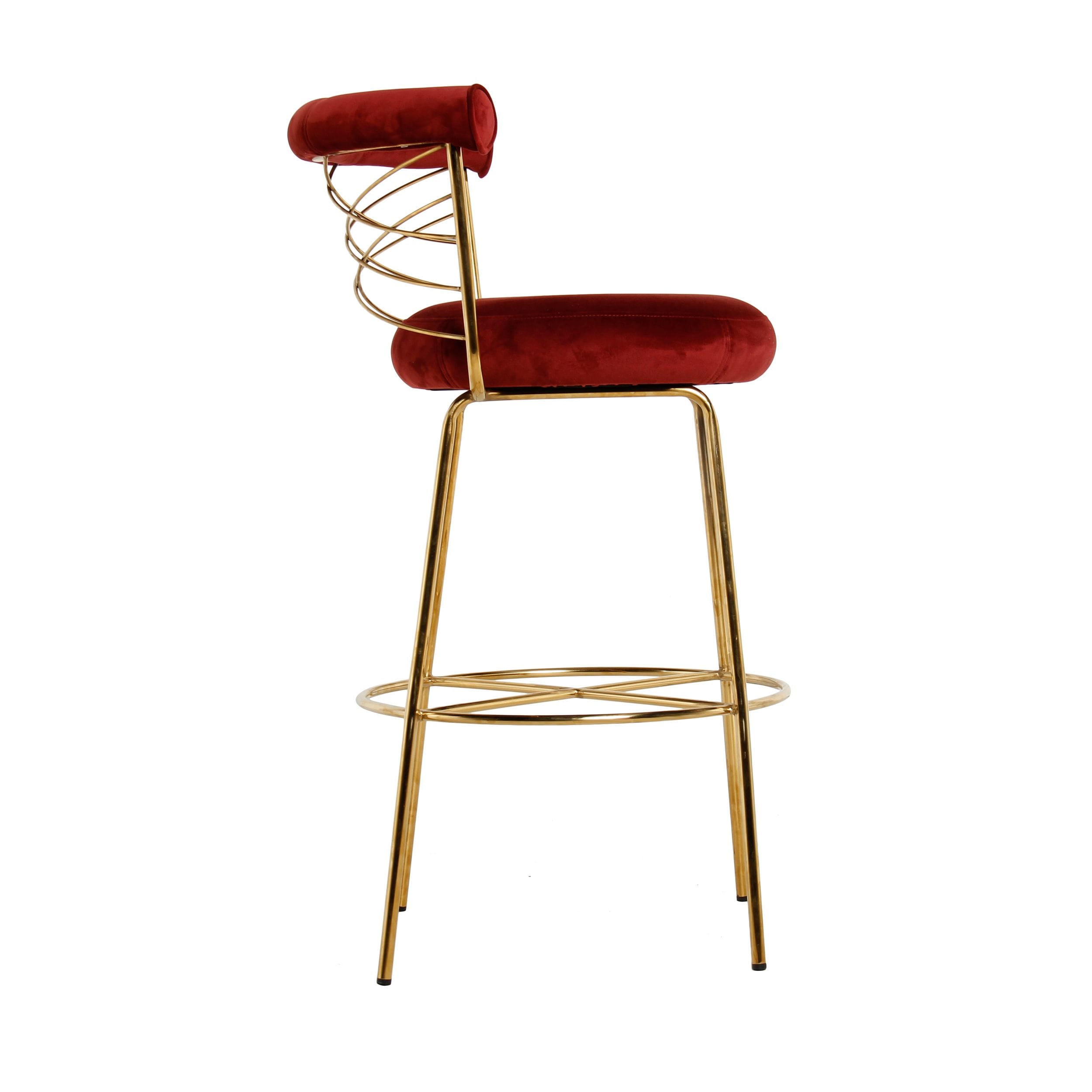 Modrest Dakin Modern Glam Red & Gold Barstool-Barstool-VIG-Wall2Wall Furnishings