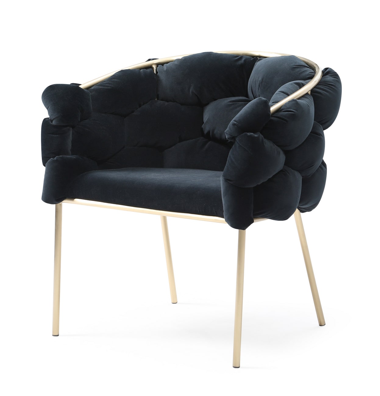 Modrest Debra - Modern Black Velvet/Brushed Brass Dining Chair-Dining Chair-VIG-Wall2Wall Furnishings