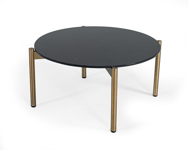 Modrest Denzel - Black Marble + Gold Coffee Table-Coffee Table-VIG-Wall2Wall Furnishings