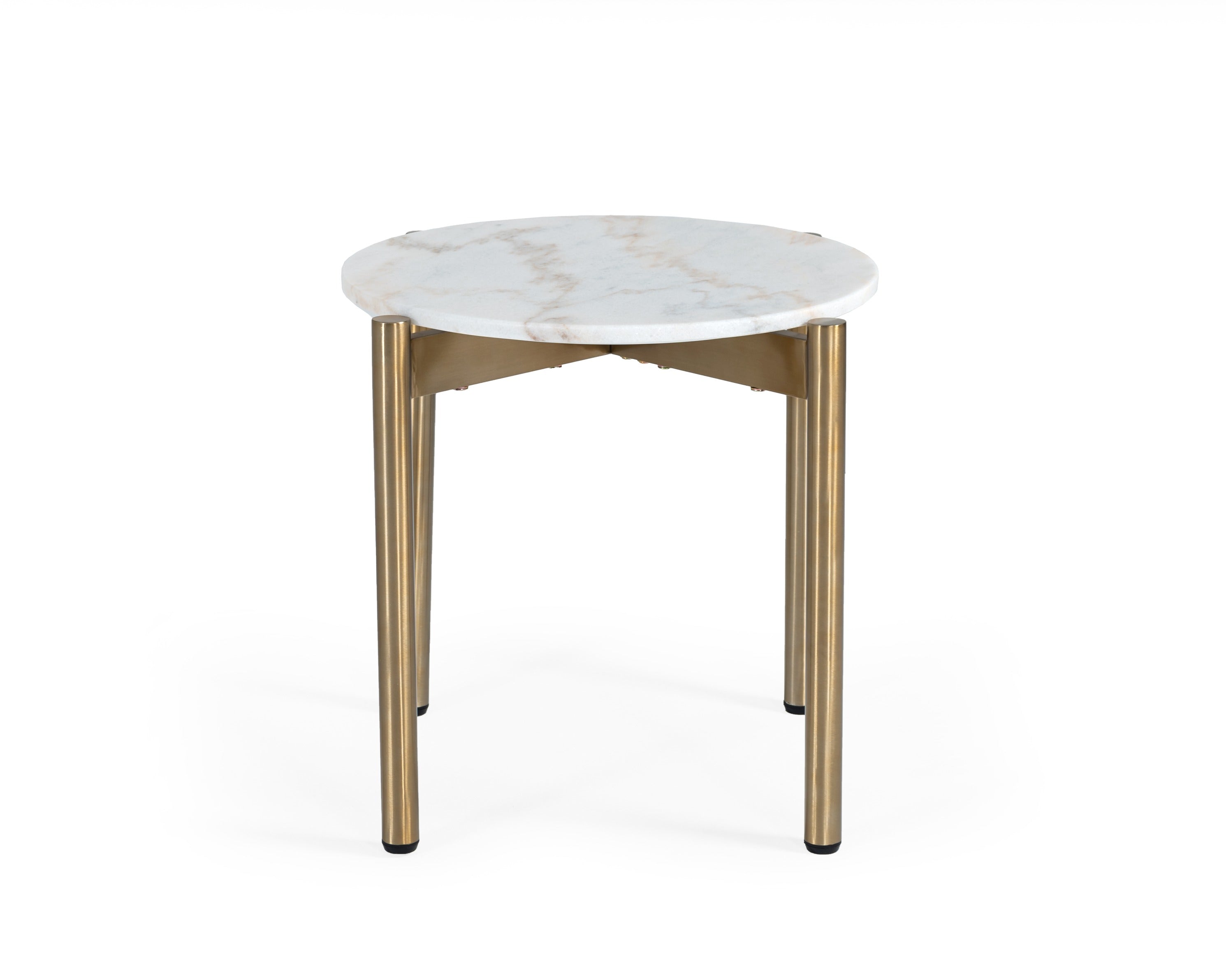 Modrest Denzel - White Marble + Gold End Table-End Table-VIG-Wall2Wall Furnishings