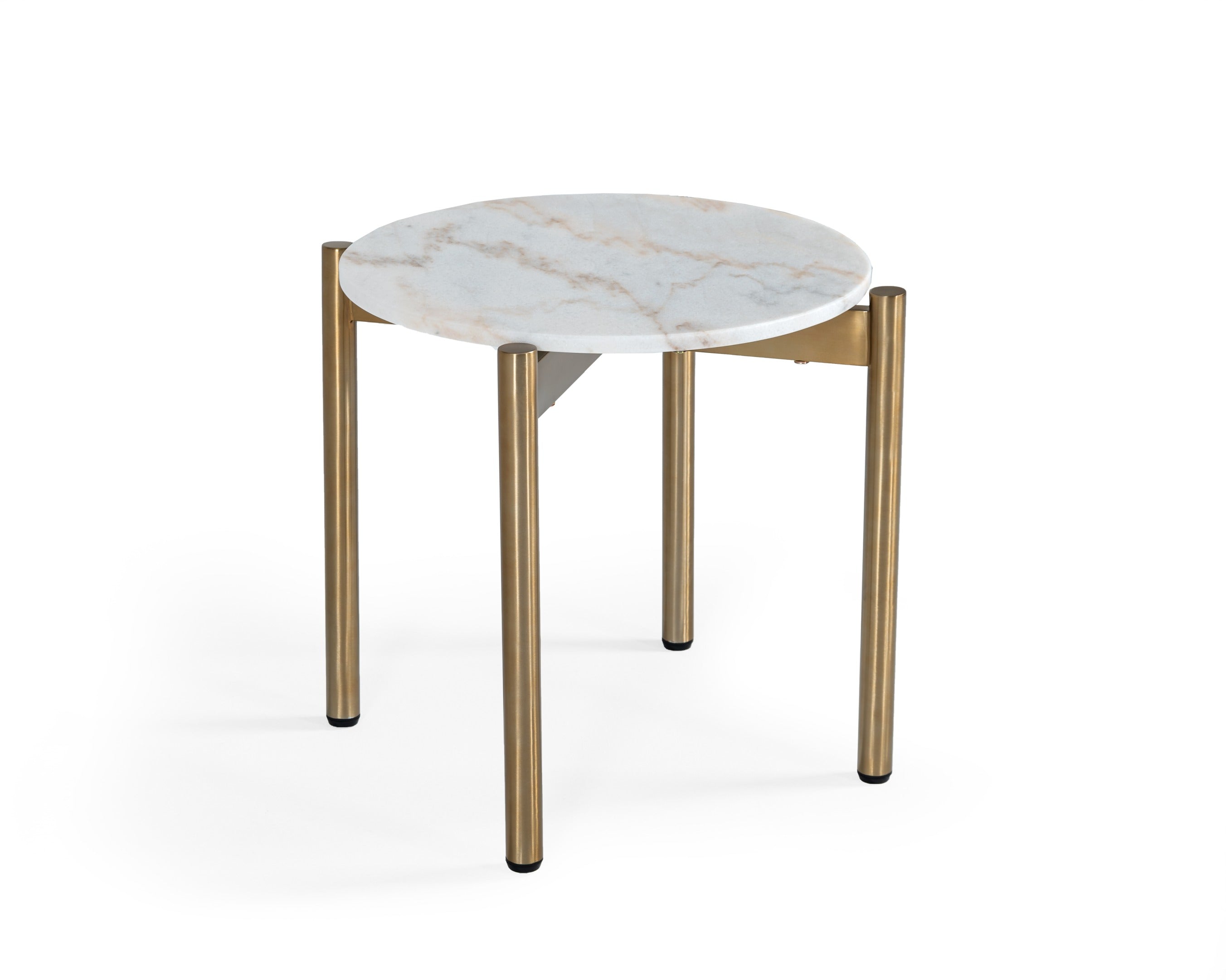 Modrest Denzel - White Marble + Gold End Table-End Table-VIG-Wall2Wall Furnishings