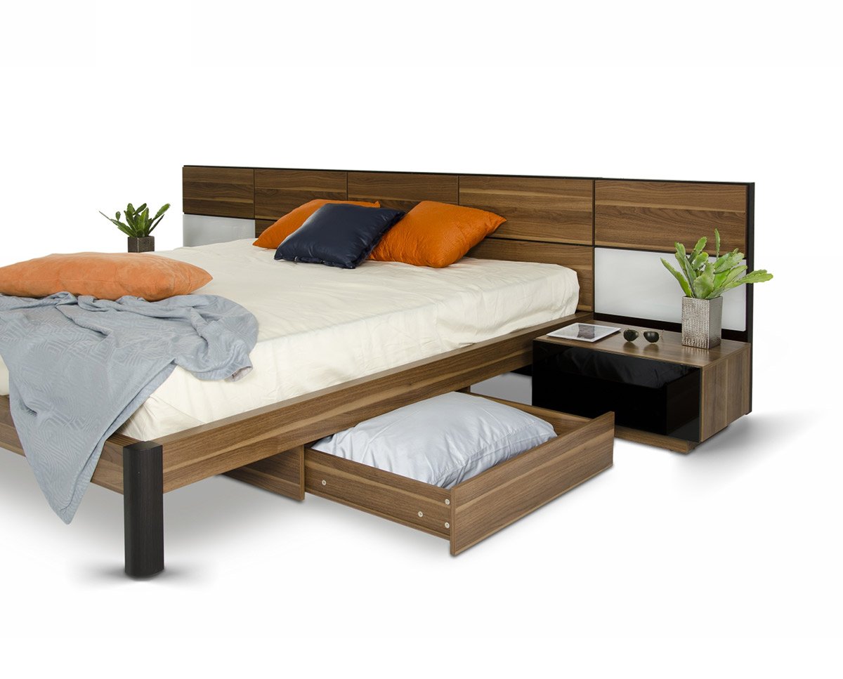 Modrest Rondo Modern Bed with Nightstands-Bed-VIG-Wall2Wall Furnishings