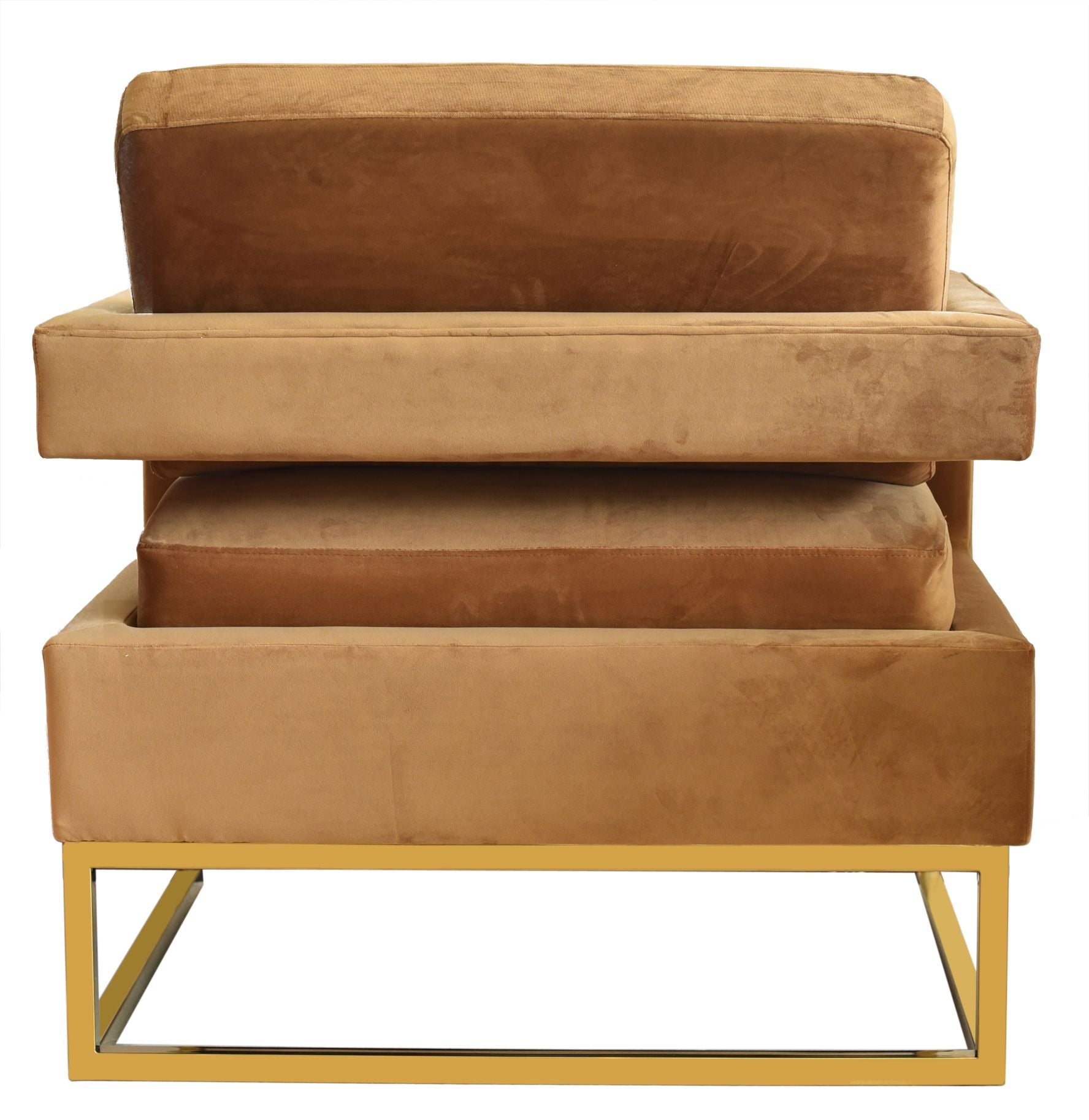 Modrest Edna - Camel Velvet + Gold Accent Chair-Lounge Chair-VIG-Wall2Wall Furnishings