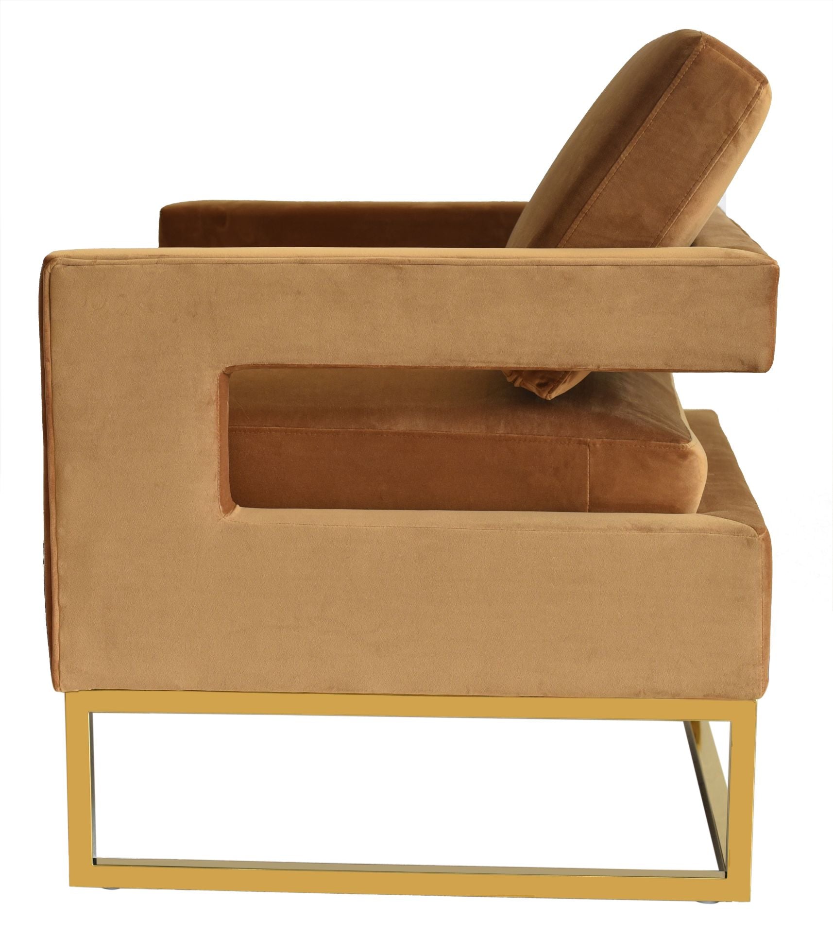 Modrest Edna - Camel Velvet + Gold Accent Chair-Lounge Chair-VIG-Wall2Wall Furnishings