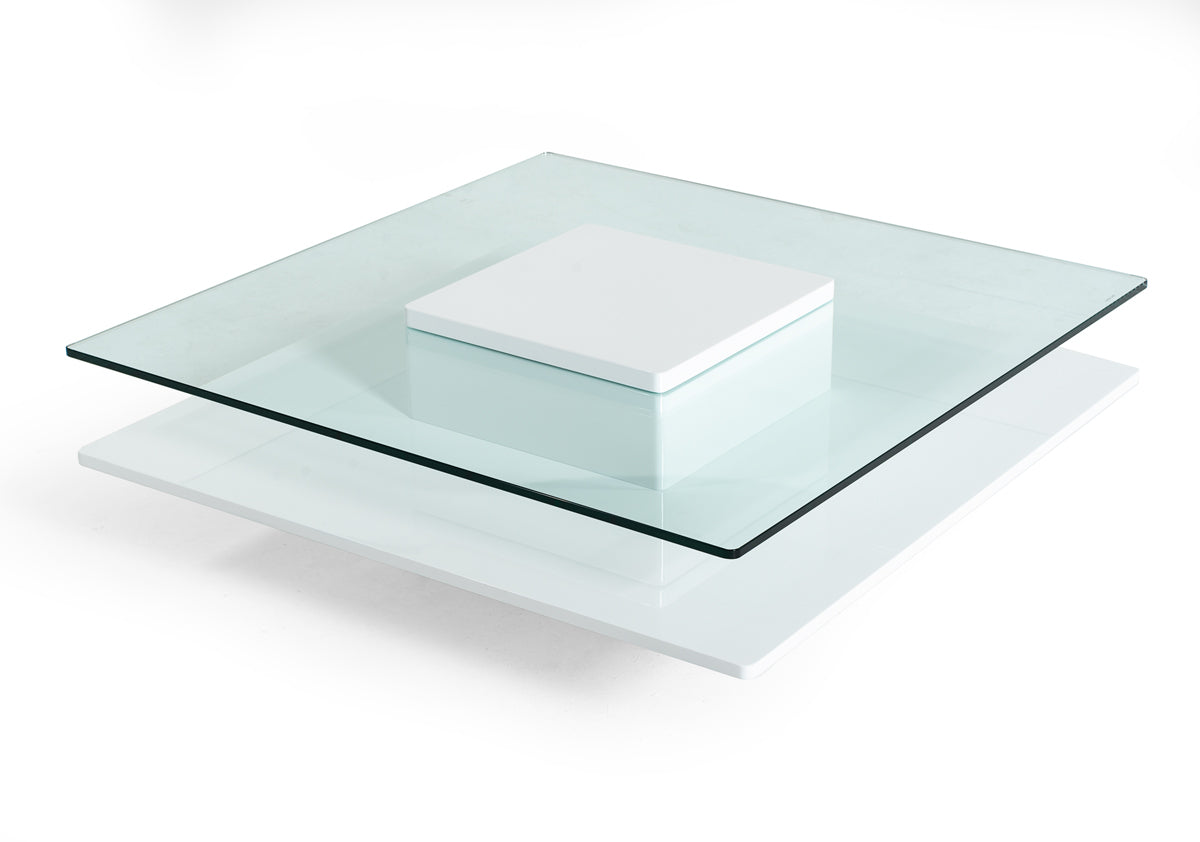 Modrest Emulsion - Modern White Glass Coffee Table-Coffee Table-VIG-Wall2Wall Furnishings