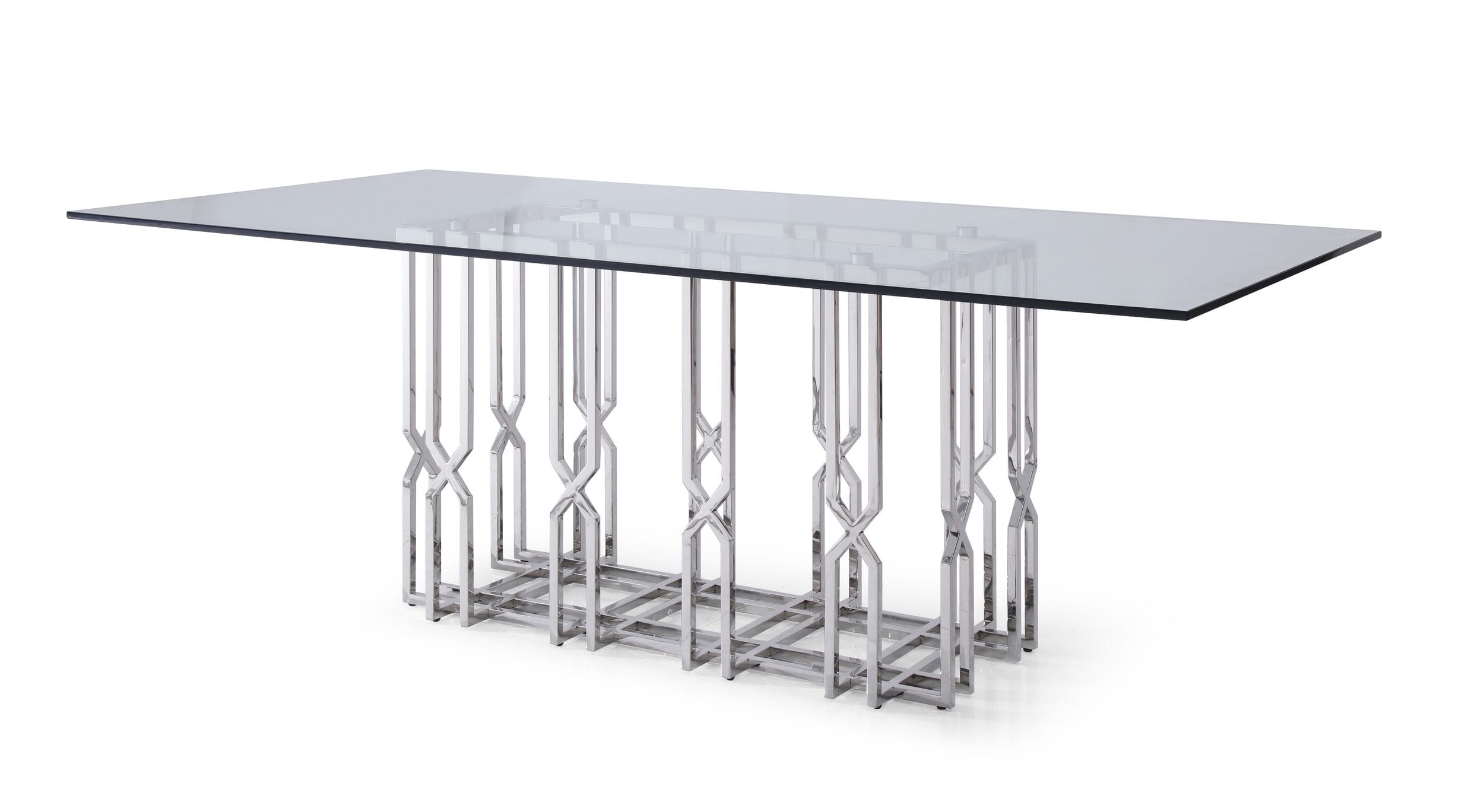 Modrest Ericson - Modern Glass & Stainless Steel Dining Table-Dining Table-VIG-Wall2Wall Furnishings