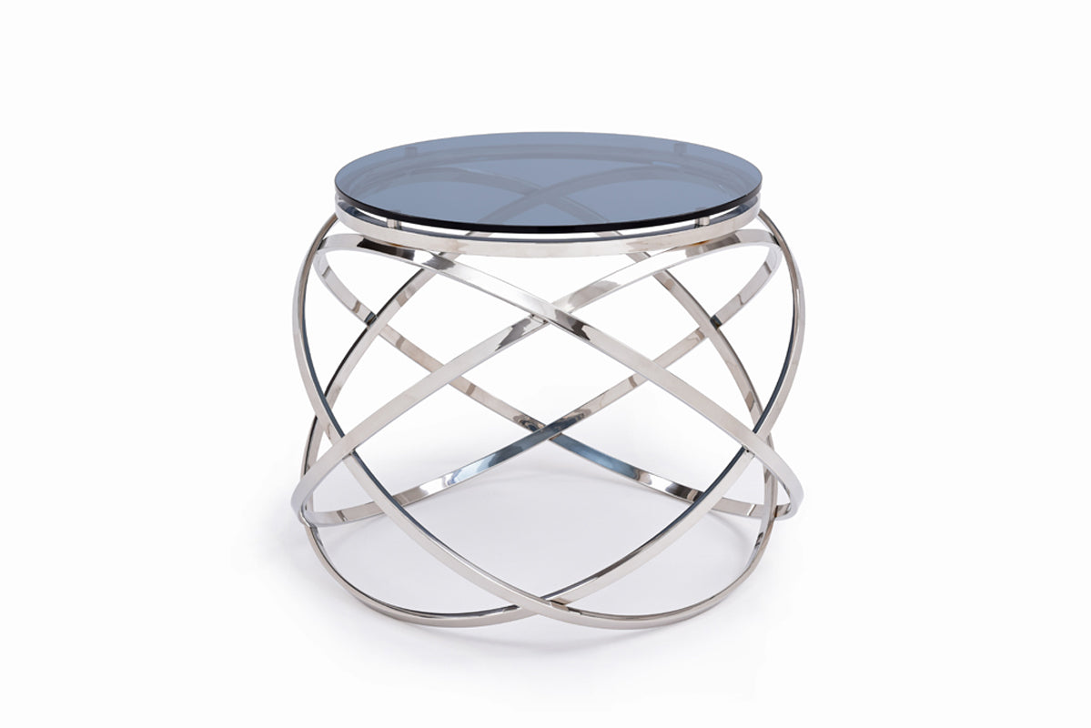 Modrest Tulare Contemporary Smoked Glass End Table-End Table-VIG-Wall2Wall Furnishings