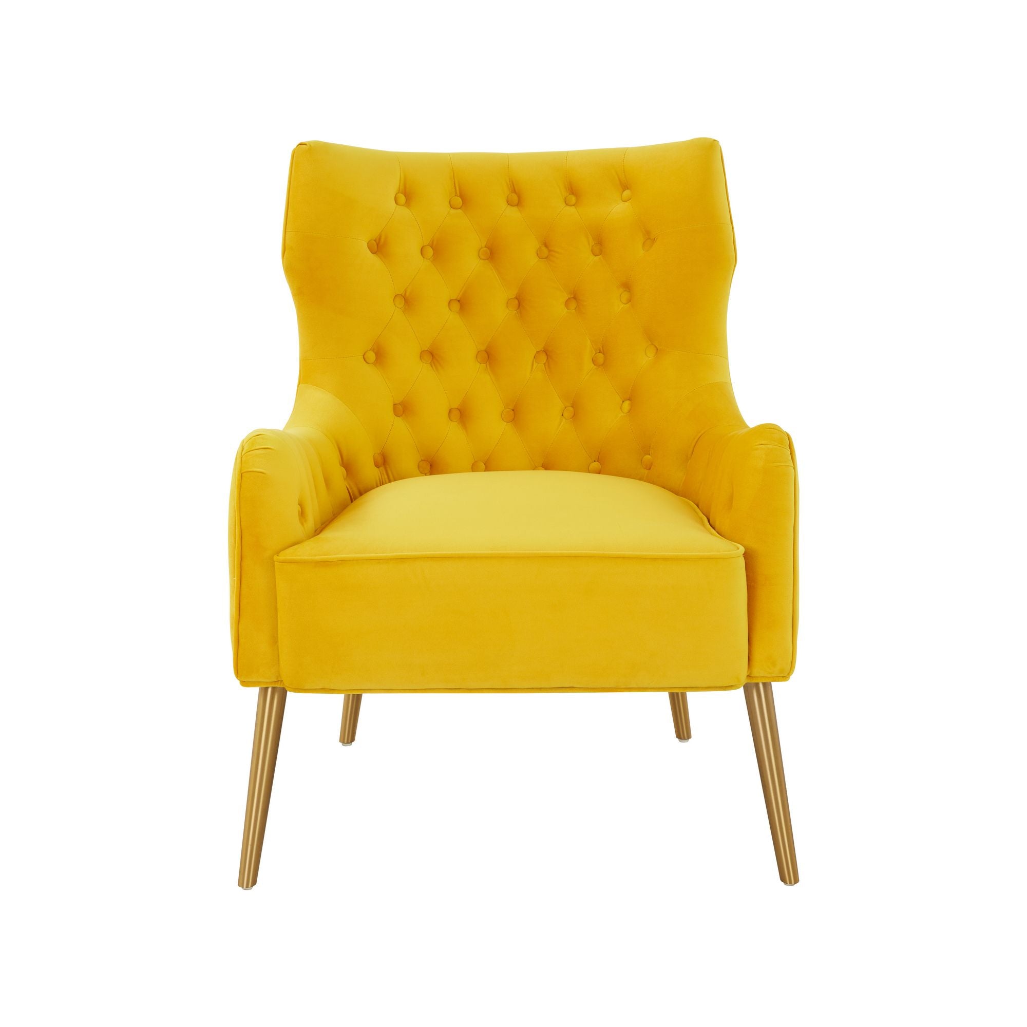 Modrest Everly - Contemporary Velvet Yellow Accent Chair-Lounge Chair-VIG-Wall2Wall Furnishings
