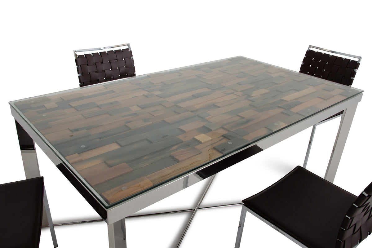 Modrest Santiago Modern Rectangular Wood Mosaic Dining Table-Dining Table-VIG-Wall2Wall Furnishings