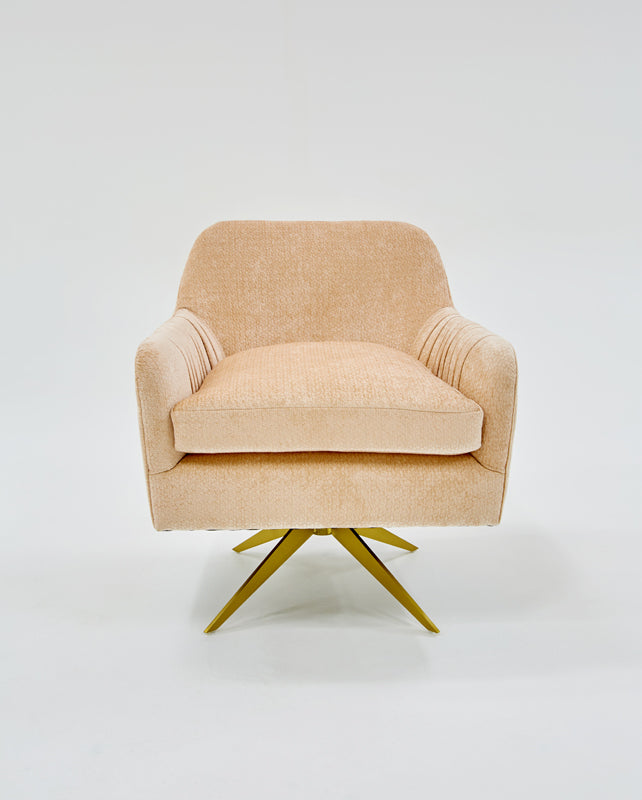 Divani Casa Abigail Modern Peach Velvet Swivel Accent Chair-Lounge Chair-VIG-Wall2Wall Furnishings