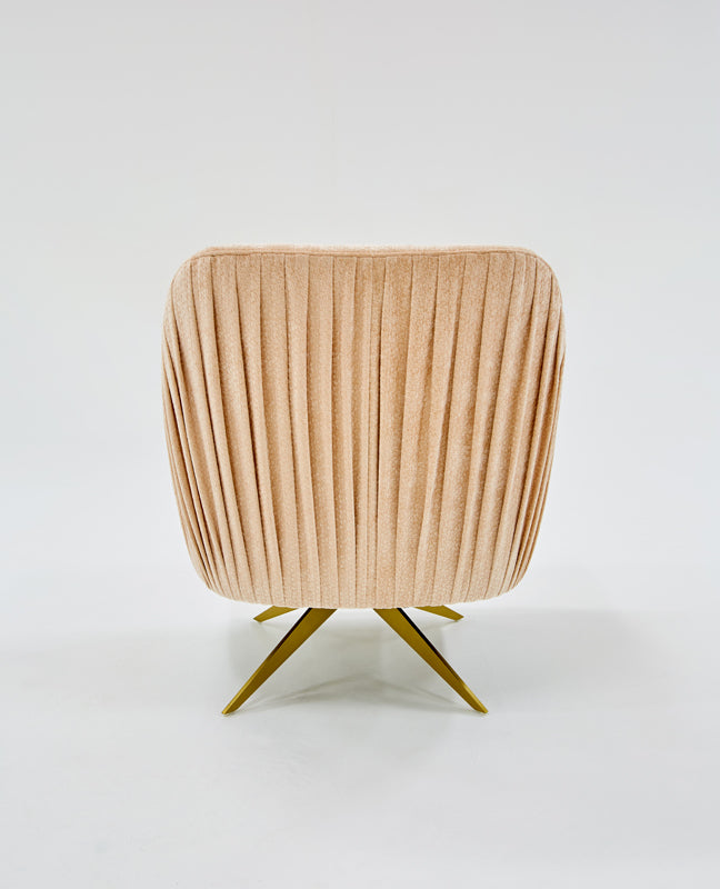 Divani Casa Abigail Modern Peach Velvet Swivel Accent Chair-Lounge Chair-VIG-Wall2Wall Furnishings
