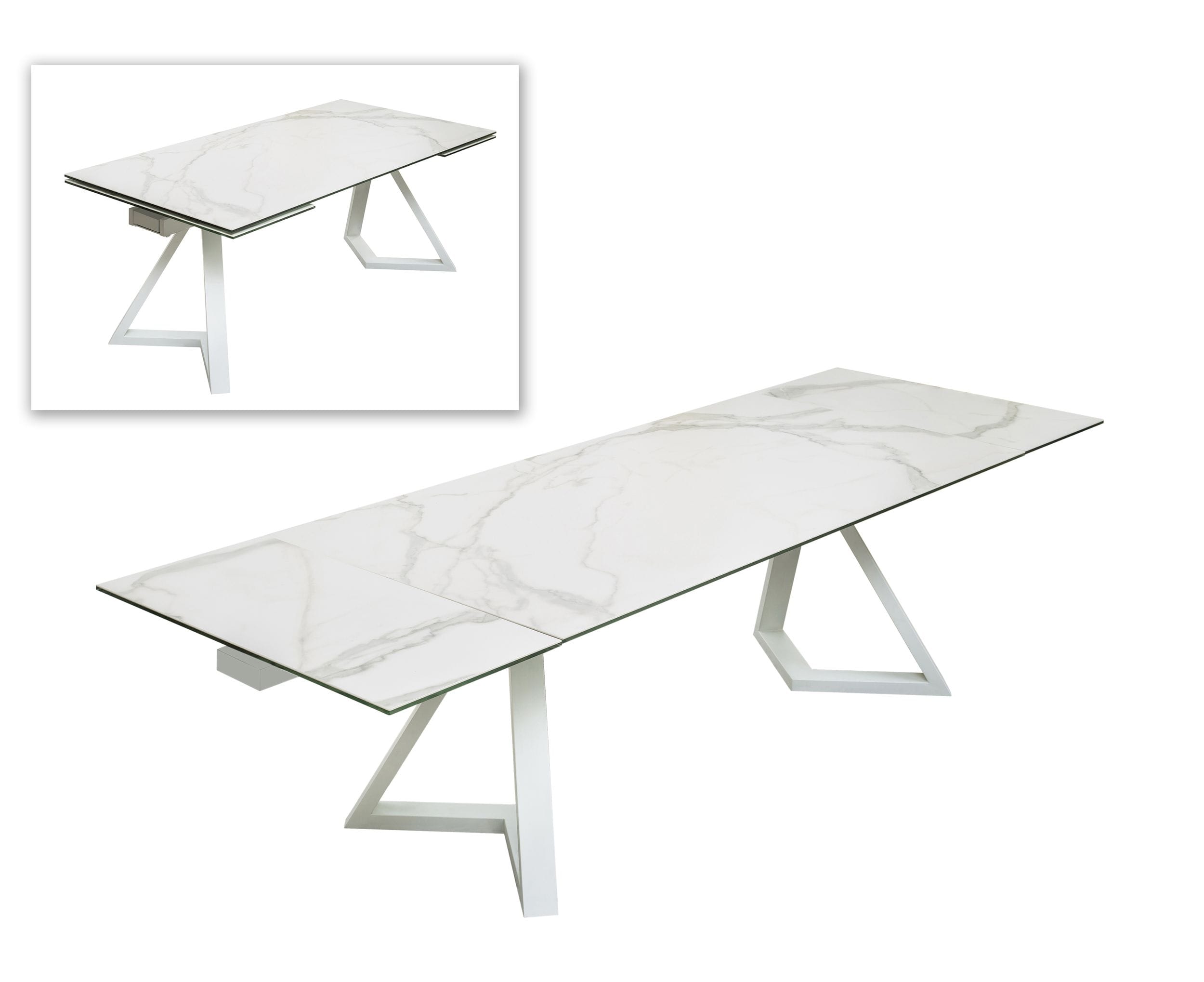 Modrest Farrell - Modern White Ceramic Extendable Dining Table-Dining Table-VIG-Wall2Wall Furnishings