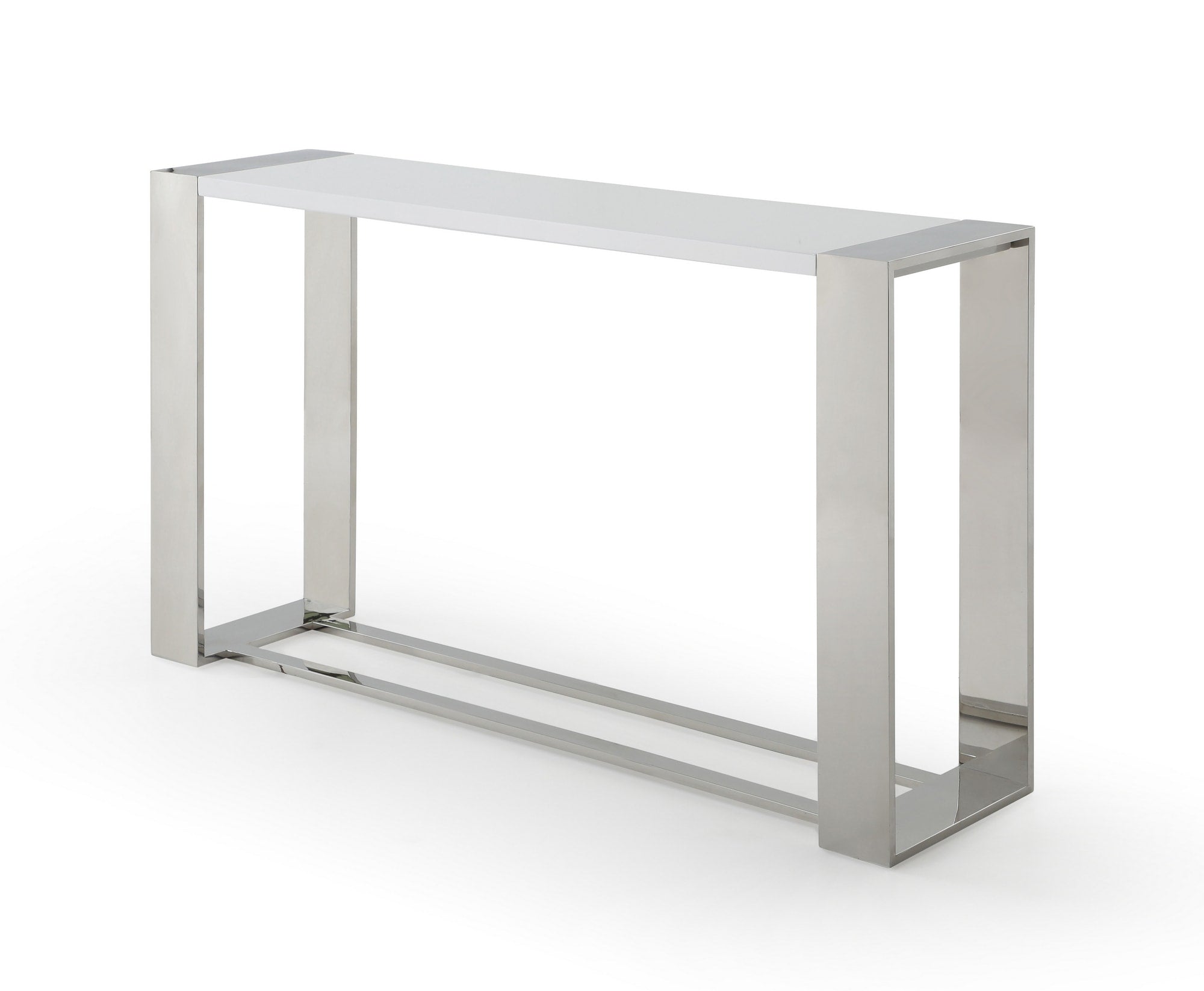 Modrest Fauna - Modern White High Gloss & Stainless Steel Console Table-Console Table-VIG-Wall2Wall Furnishings