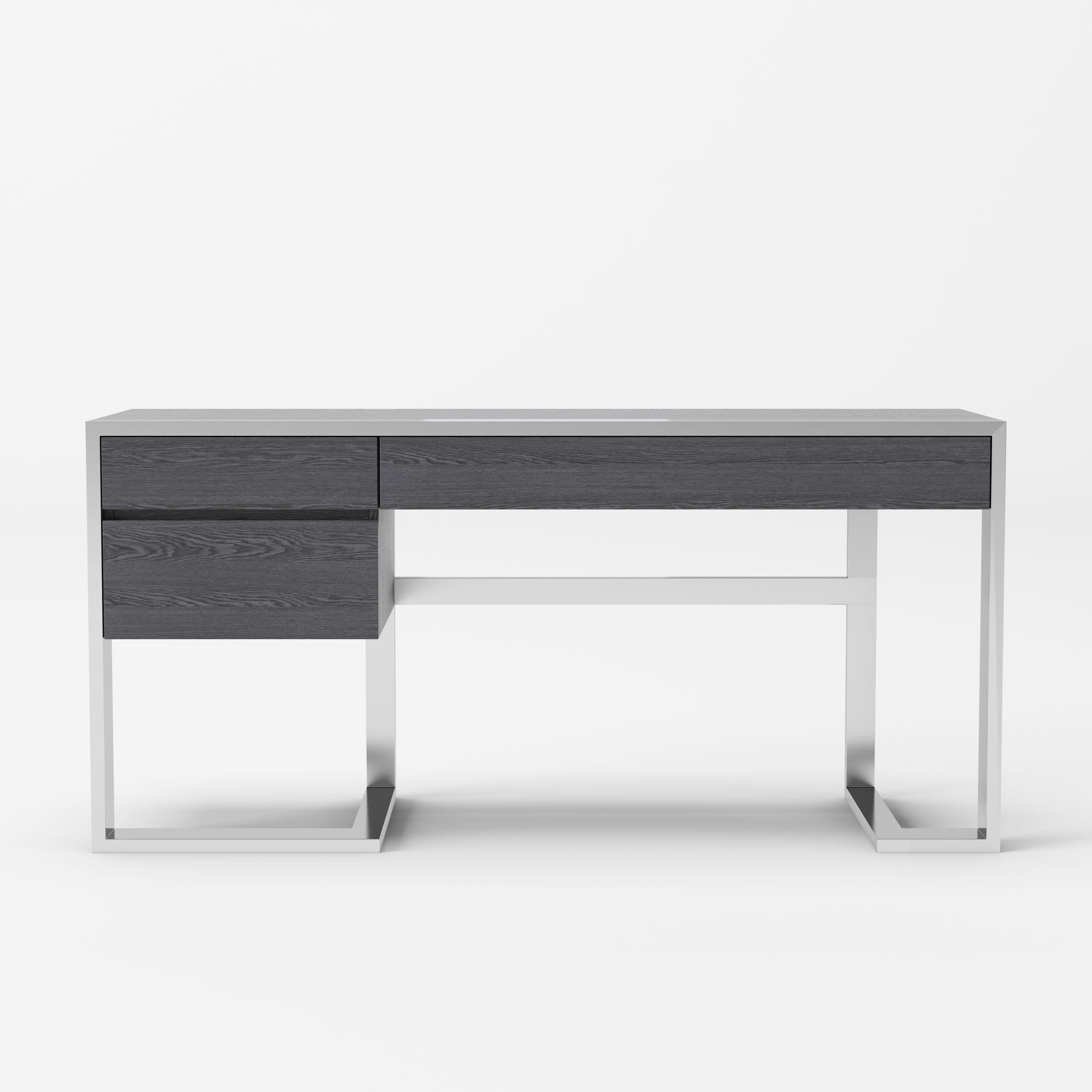 Modrest Fauna - Modern Elm Grey & Stainless Steel Desk-Office Desk-VIG-Wall2Wall Furnishings