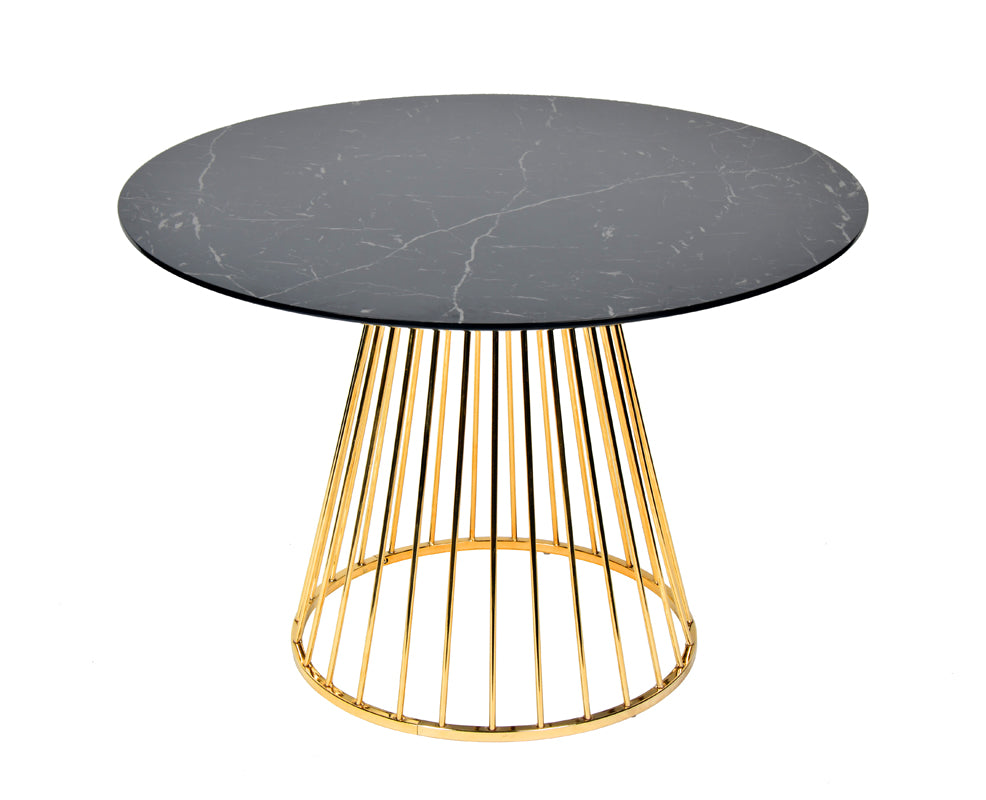 Modrest Holly Modern Gold Round Dining Table-Dining Table-VIG-Wall2Wall Furnishings